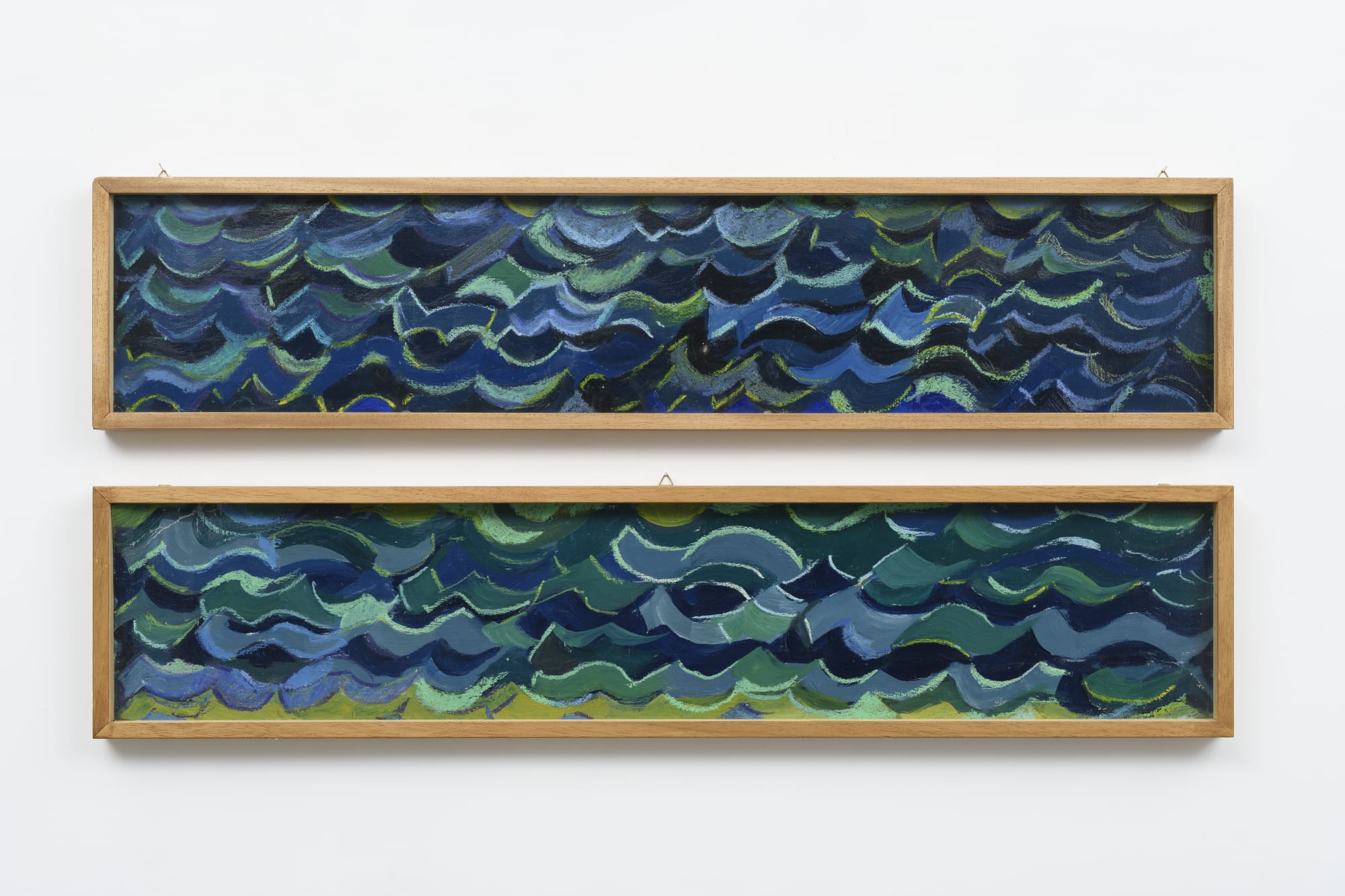 Simona Weller Il mare in tempesta a Sabaudia. Notturno #1 (diptych), 1978-1980 oil on cardboard cm 20 x 100 each ph. Giorgio Benni