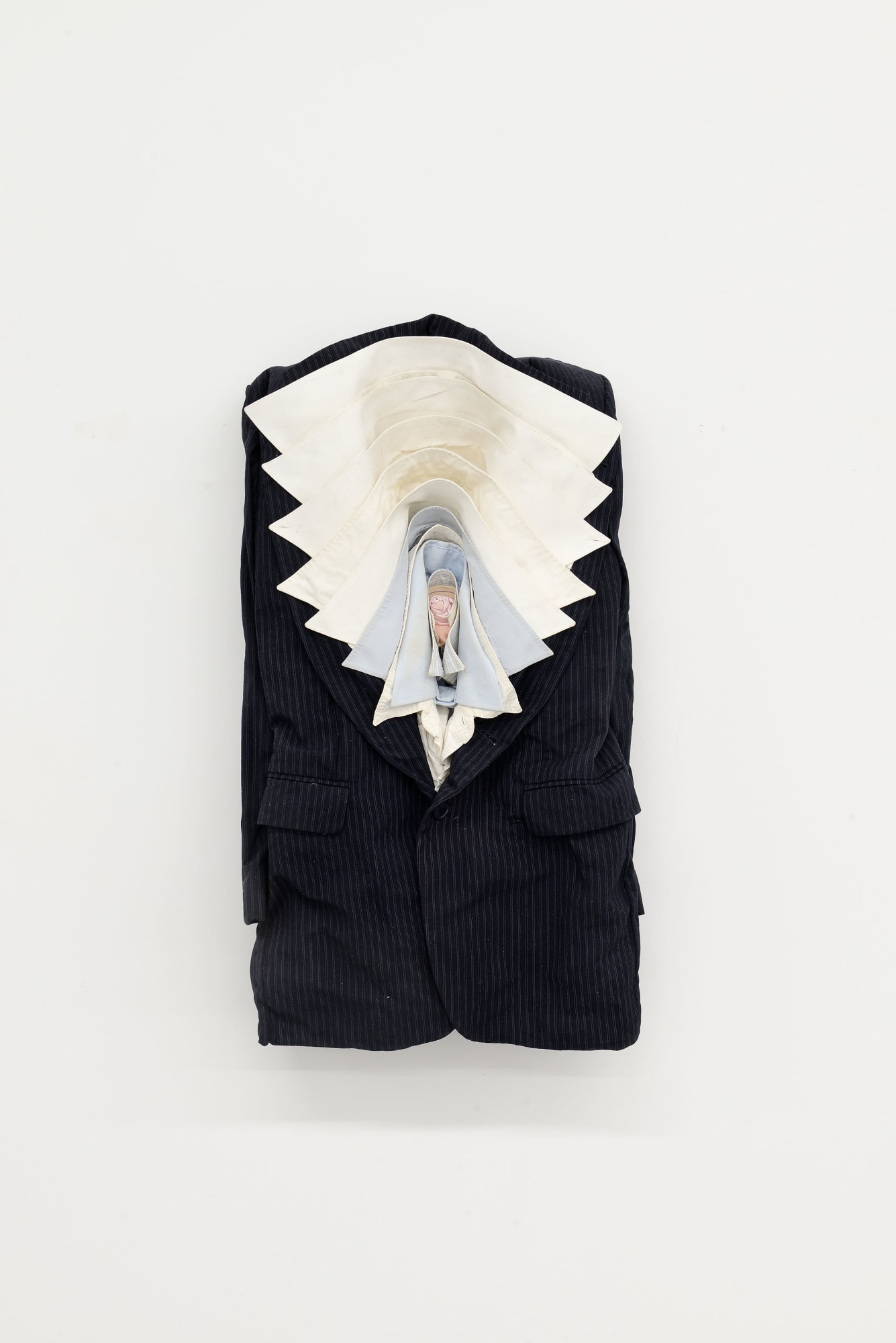 Kaarina Kaikkonen, Layers Of Life, 2025, jacket, shirts, mixed media Ph. Roberto Apa