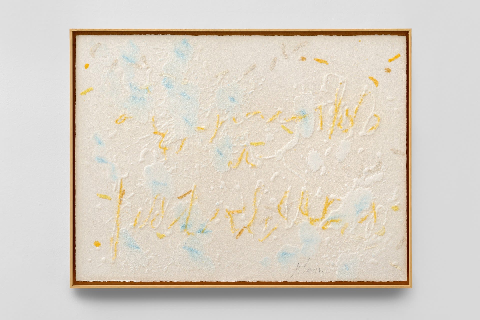 Pier Paolo Calzolari, Scritture, 2019, salt, pastels à l’écu, tempera on paper, cm 60,5 x 80,5 x 3,5 with frame. Ph. Michele Sereni