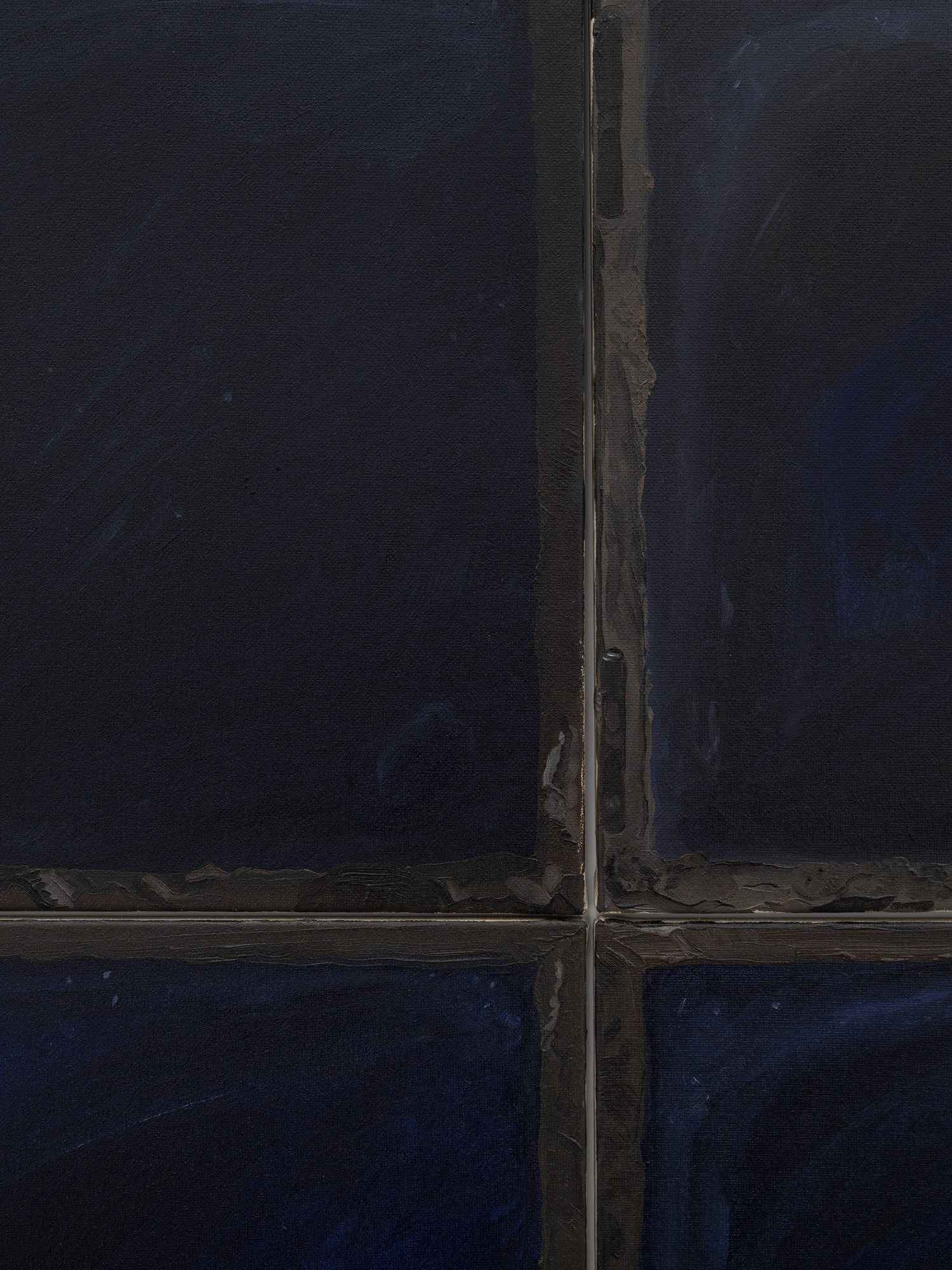 The window (a bit of night), detail, 2024, oil on linen, cm 50 x 50 each. Ph. Dario Lasagni