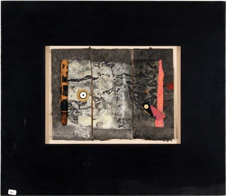 Armond Lara, Collage #1, Mixed-media collage, 15 x 17.5 in, Starting Bid: $150. Courtesy of Zane Bennett Contemporary Art.