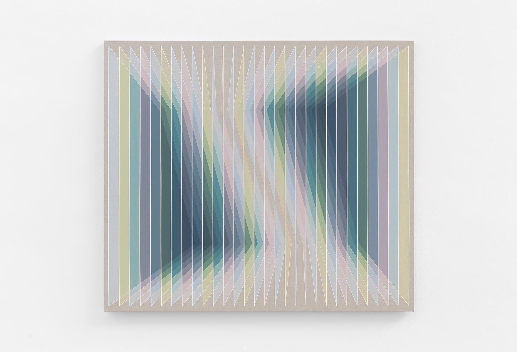 Daniel Mullen, Proximity XVIII: Structured Cyan in Low-Chroma Triadic Field, 2025