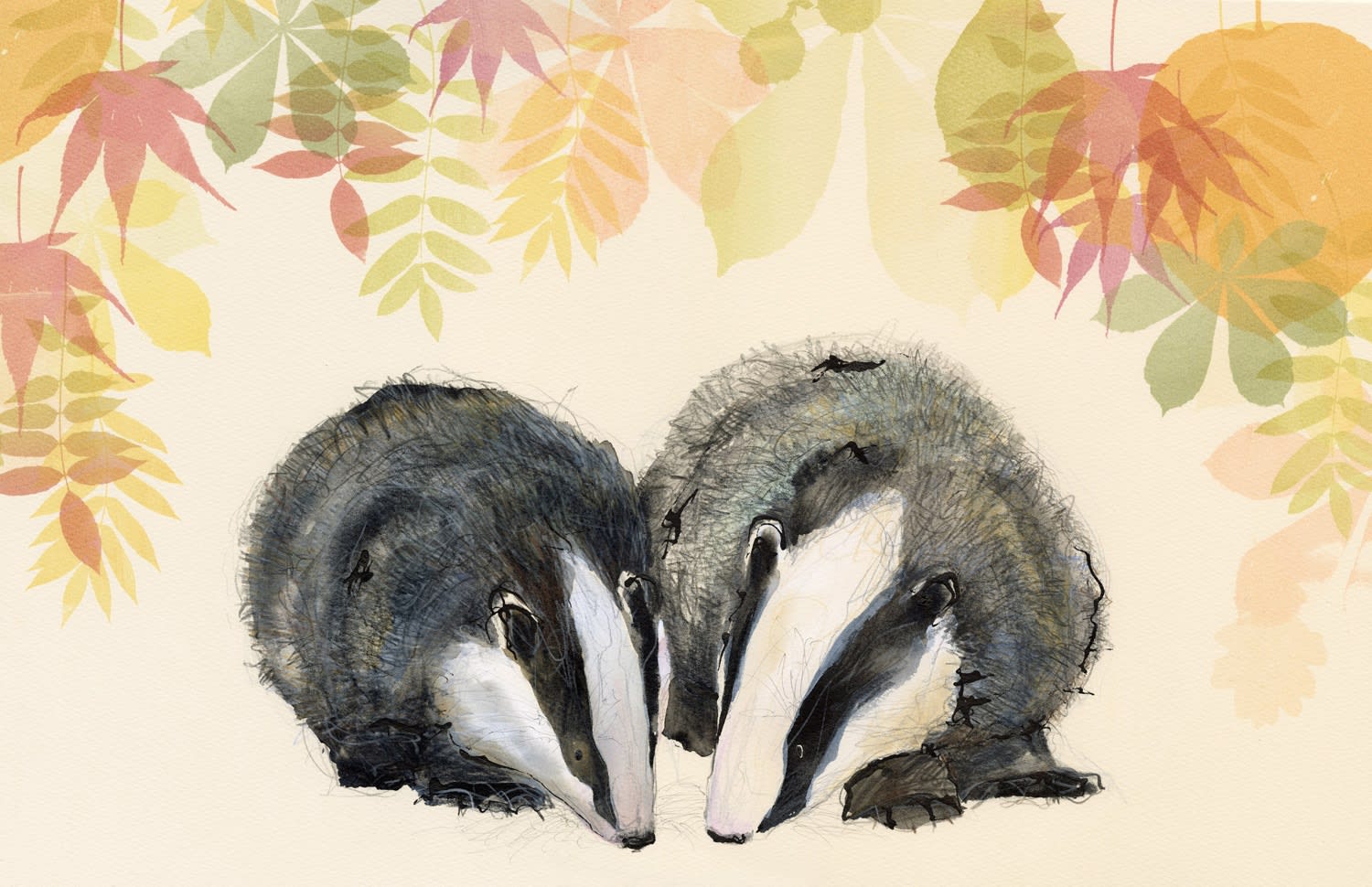 Catherine Rayner, 'Ludlow and Aidan', Silkscreen print, ink and watercolour, H 36 x 56 cm papersize