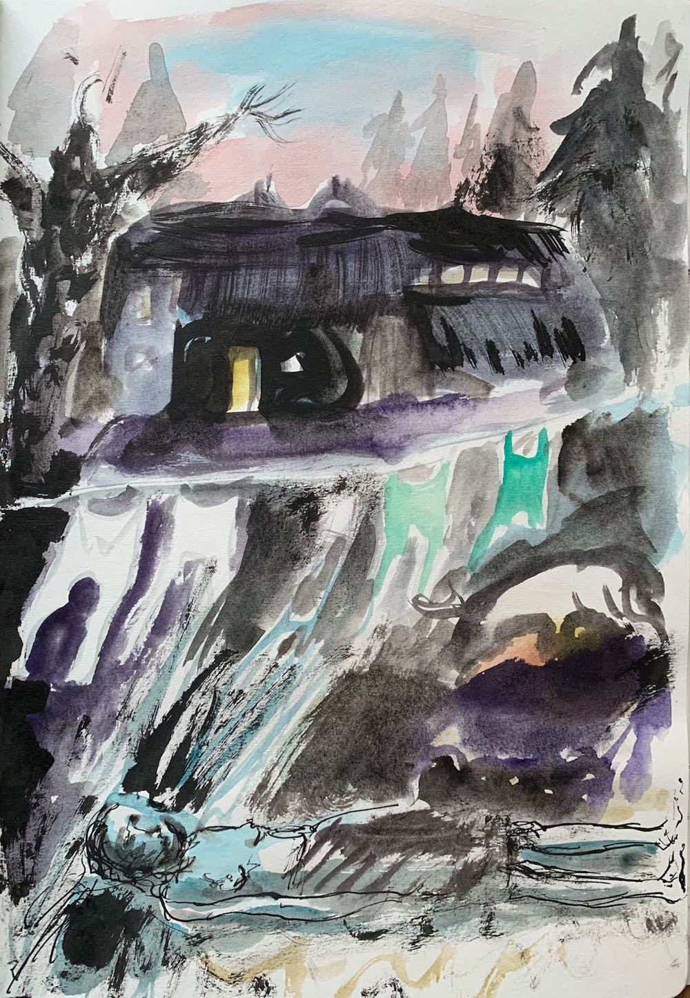 Flora McLachlan, The Artist Reclining (After Chagall), 2020