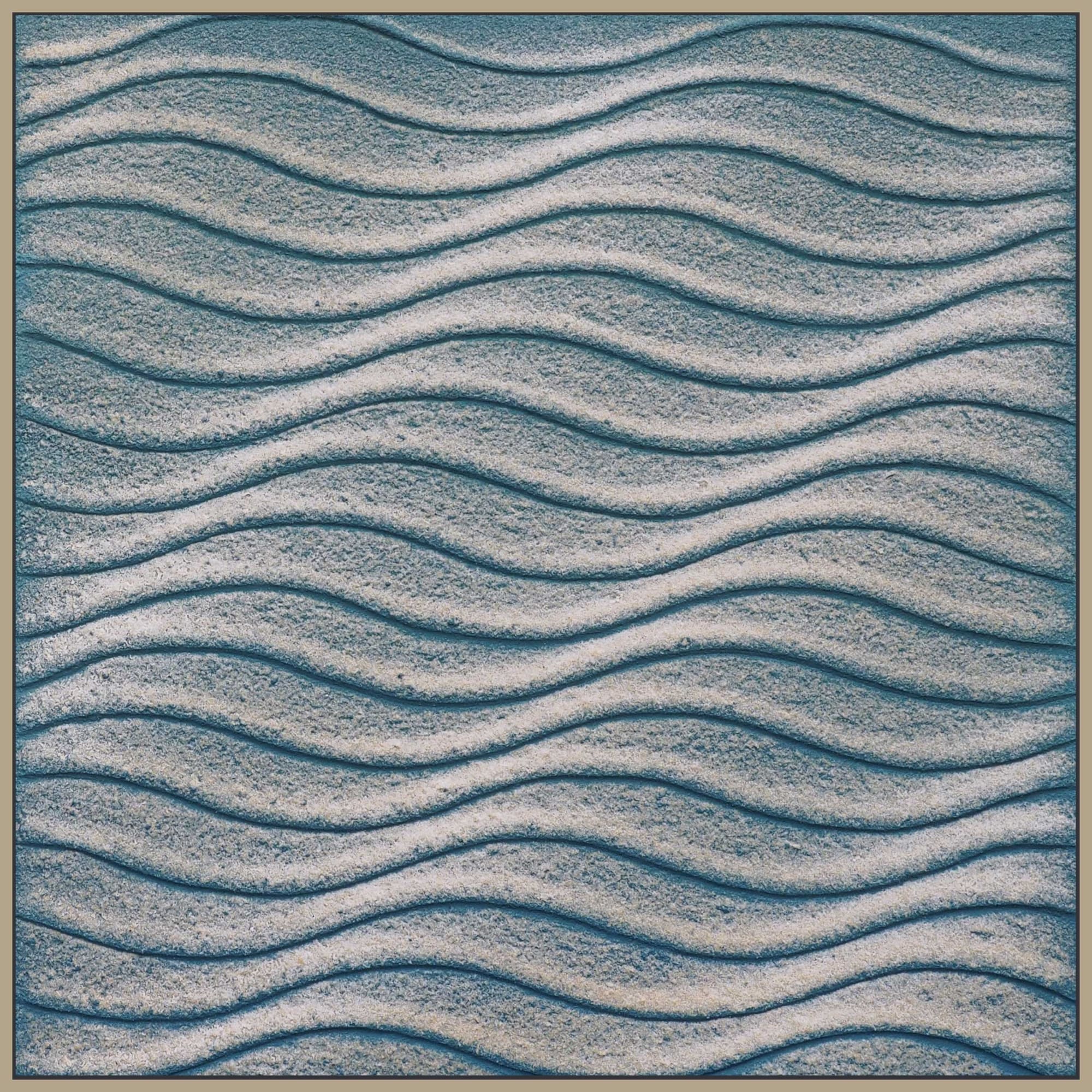 Martha Winter abstract painting of pale blue waves in sand