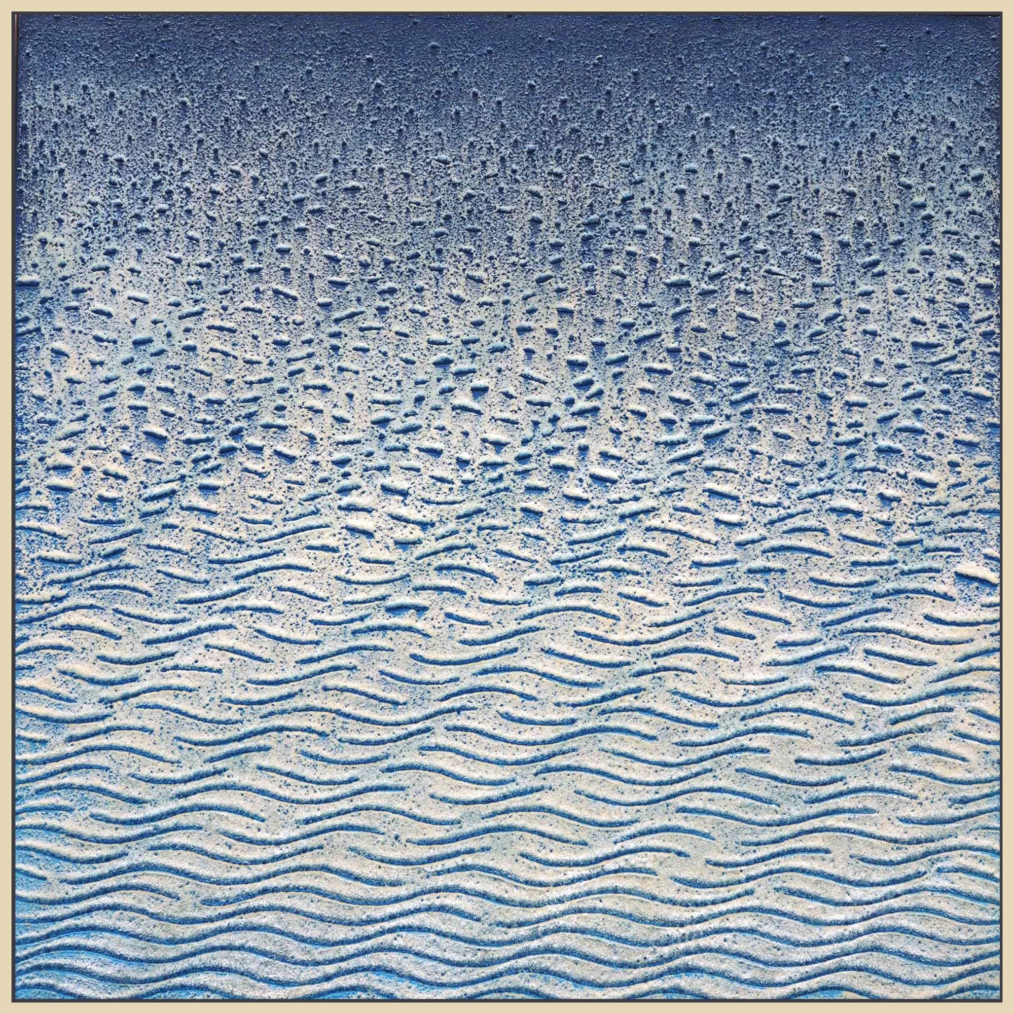 Martha Winter textured painting of ripples in the sand on an ocean floor, abstract in blues