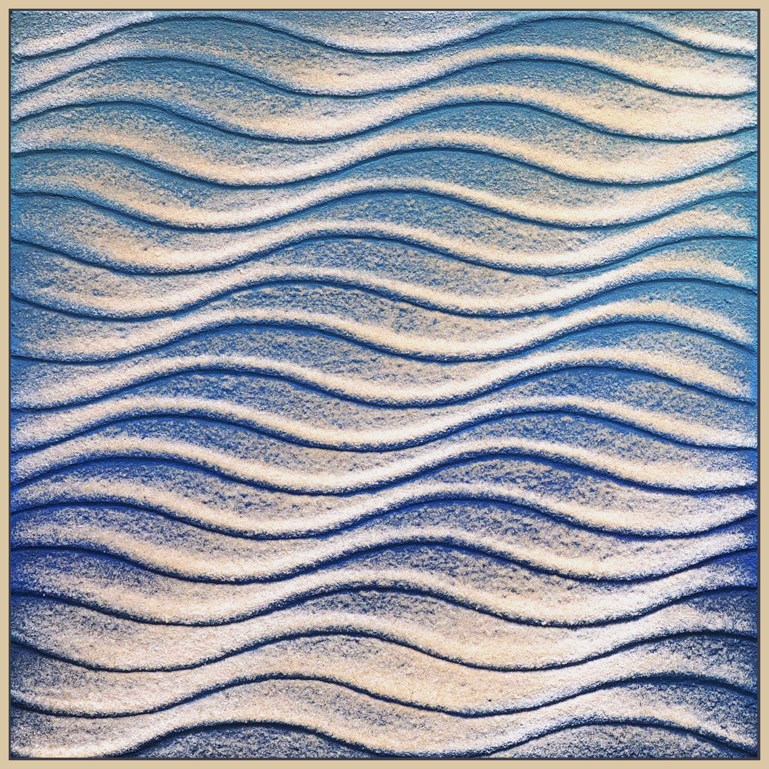 Martha Winter abstract painting of blue waves in sand