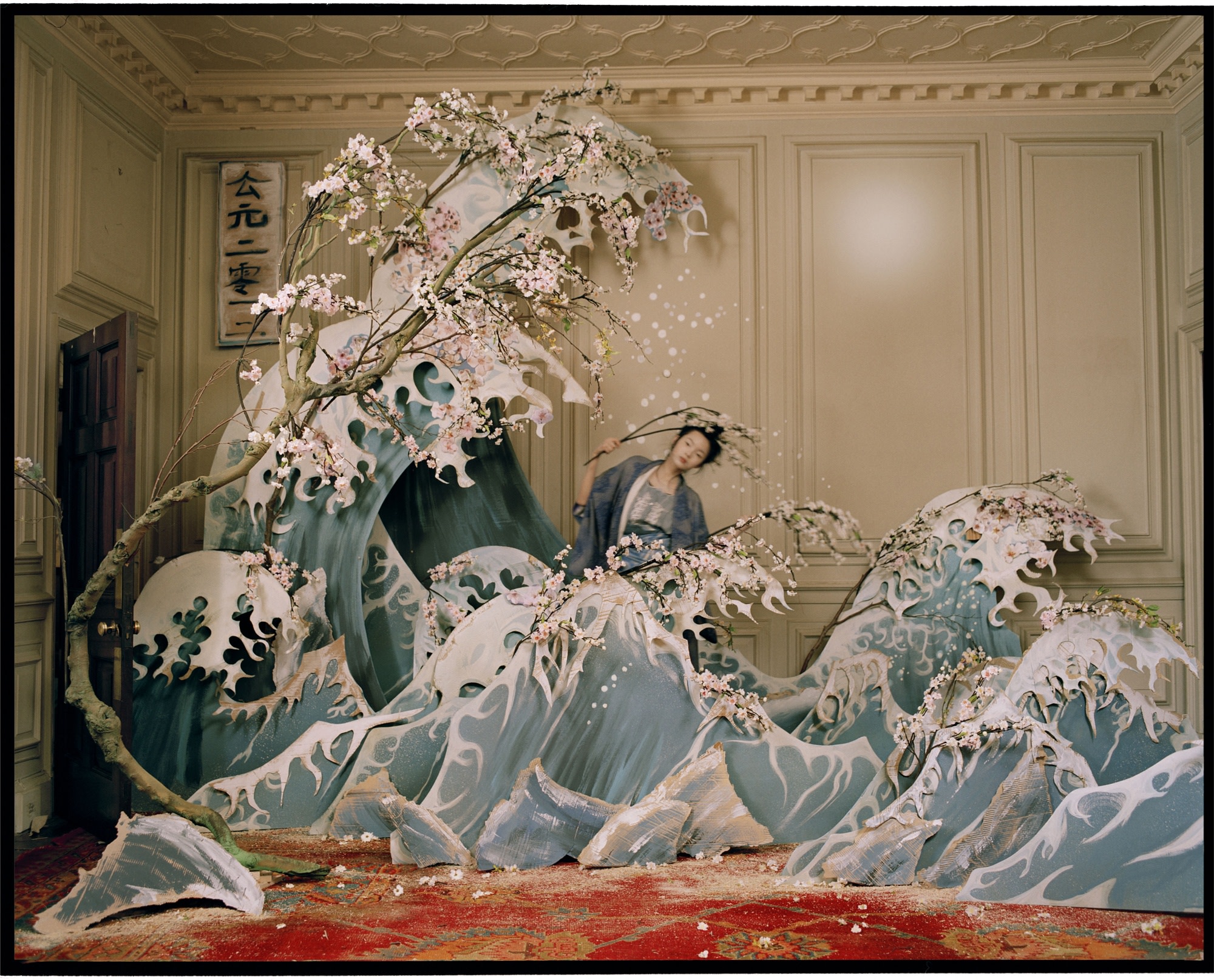 Tim Walker, Xiao Wen Ju with Hokusai's Great Wave of Kanagawa, Eglingham, Northumberland, 2012