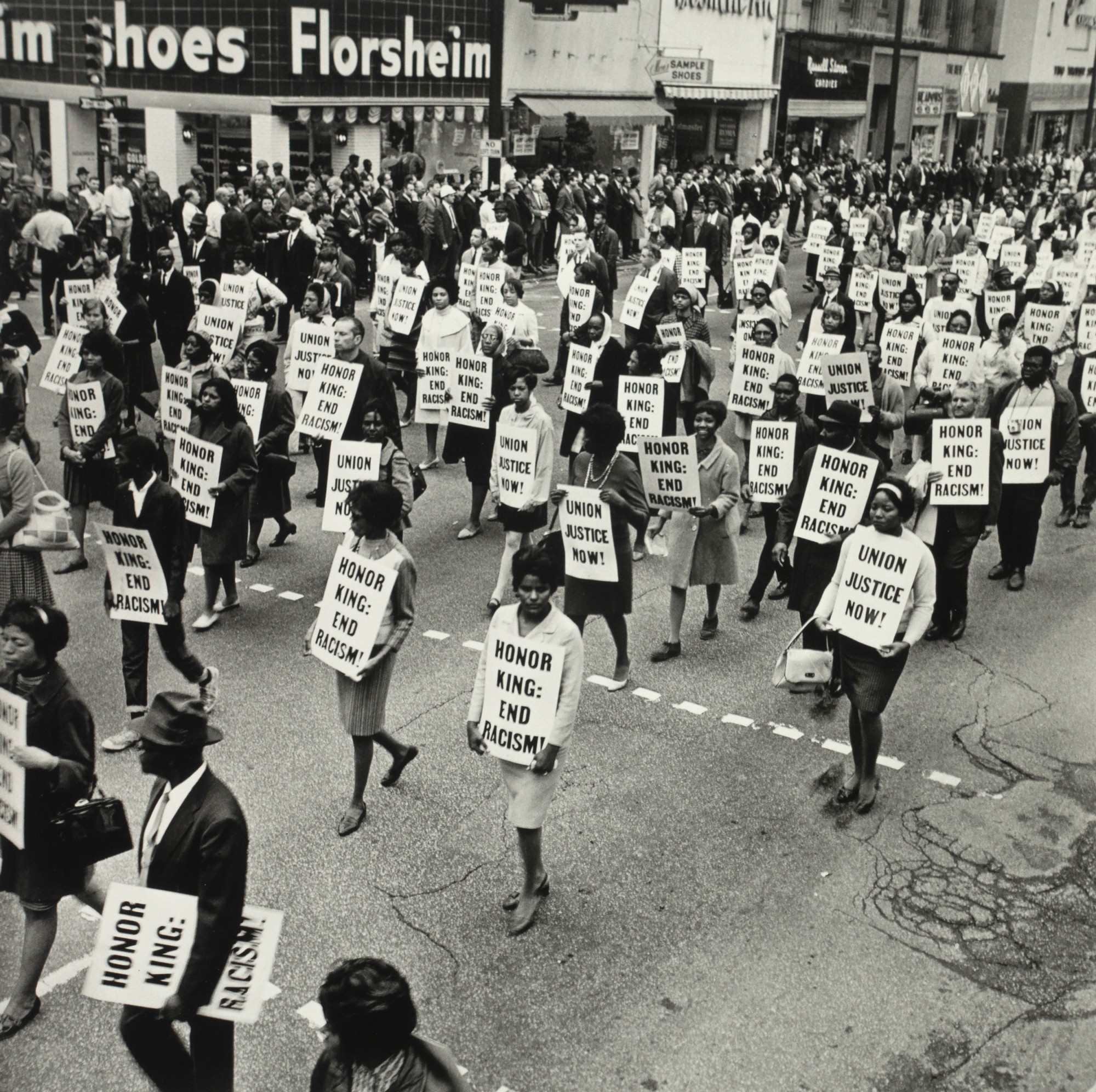 Ernest C. Withers, Memorial March after assassination of MLK, Main St Memphis, April 8, 1968