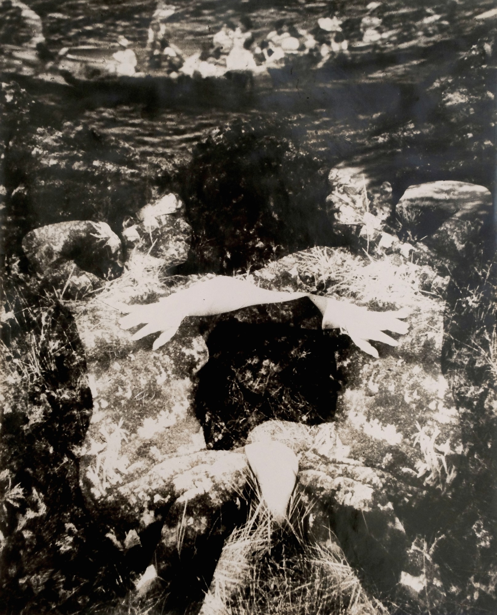 Minayoshi Takada, Rock double exposed on nude, c. 1950