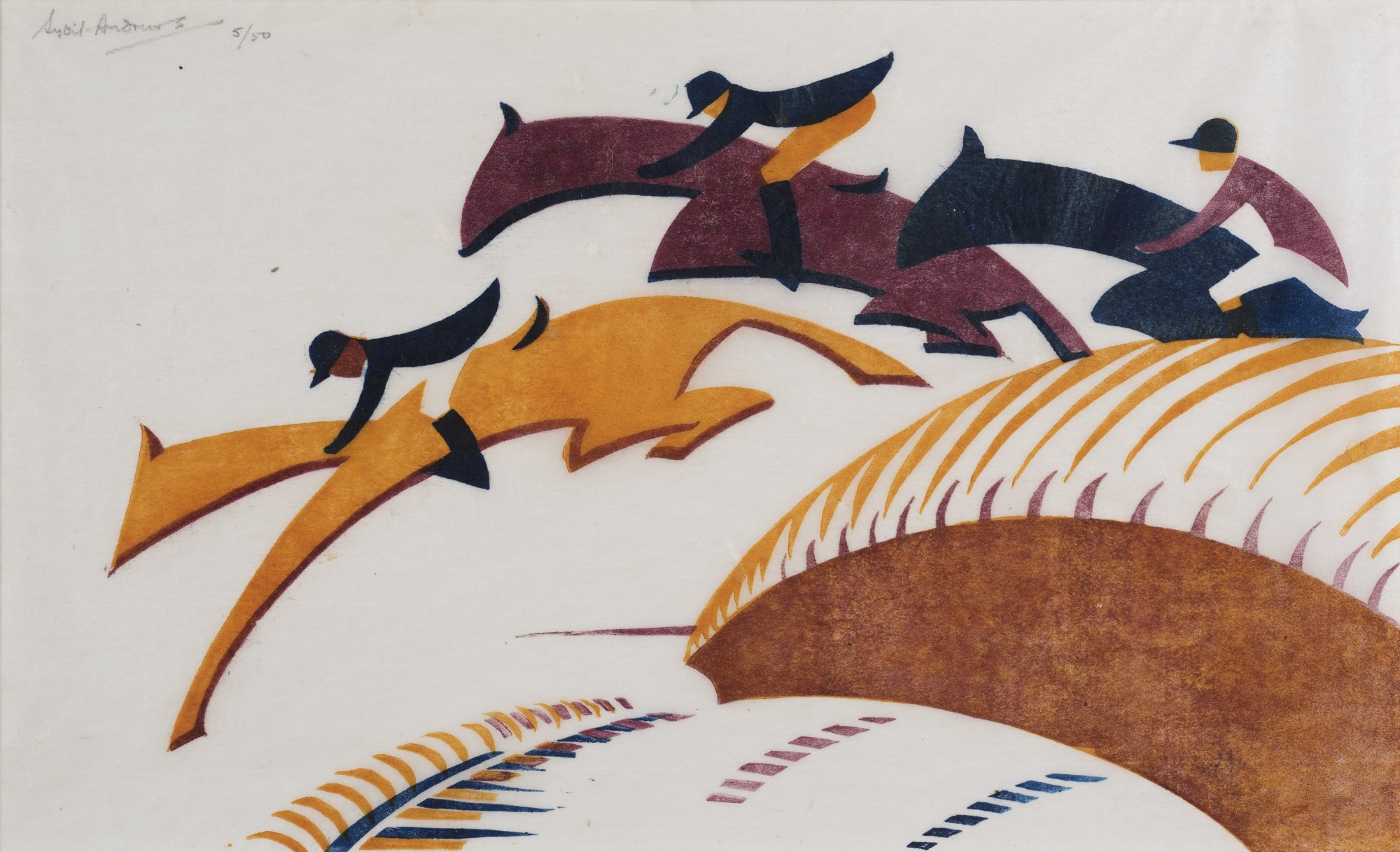 Sybil Andrews, Steeplechasing, 1930 Linocuts from the Grosvenor