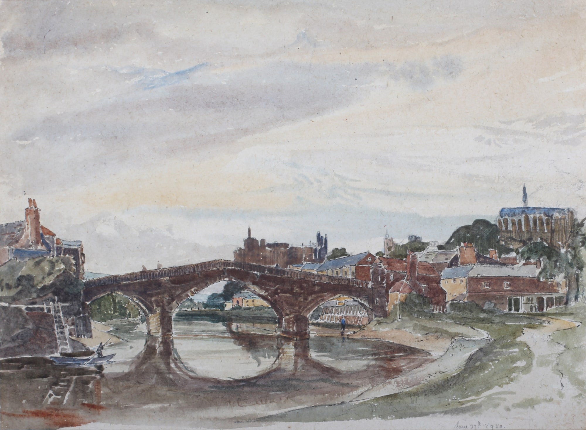 Claude Graham Muncaster, PRSMA, RWS, ROI, RBA, Arundel Bridge