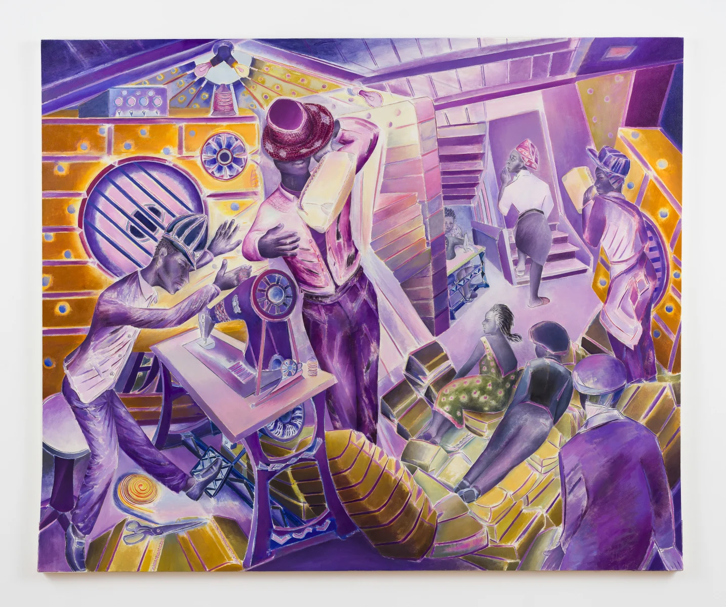 Denzil Forrester, 'Stitch Up', 2017. Oil on canvas, 202 x 245.5cm. Private Collection, Dallas.