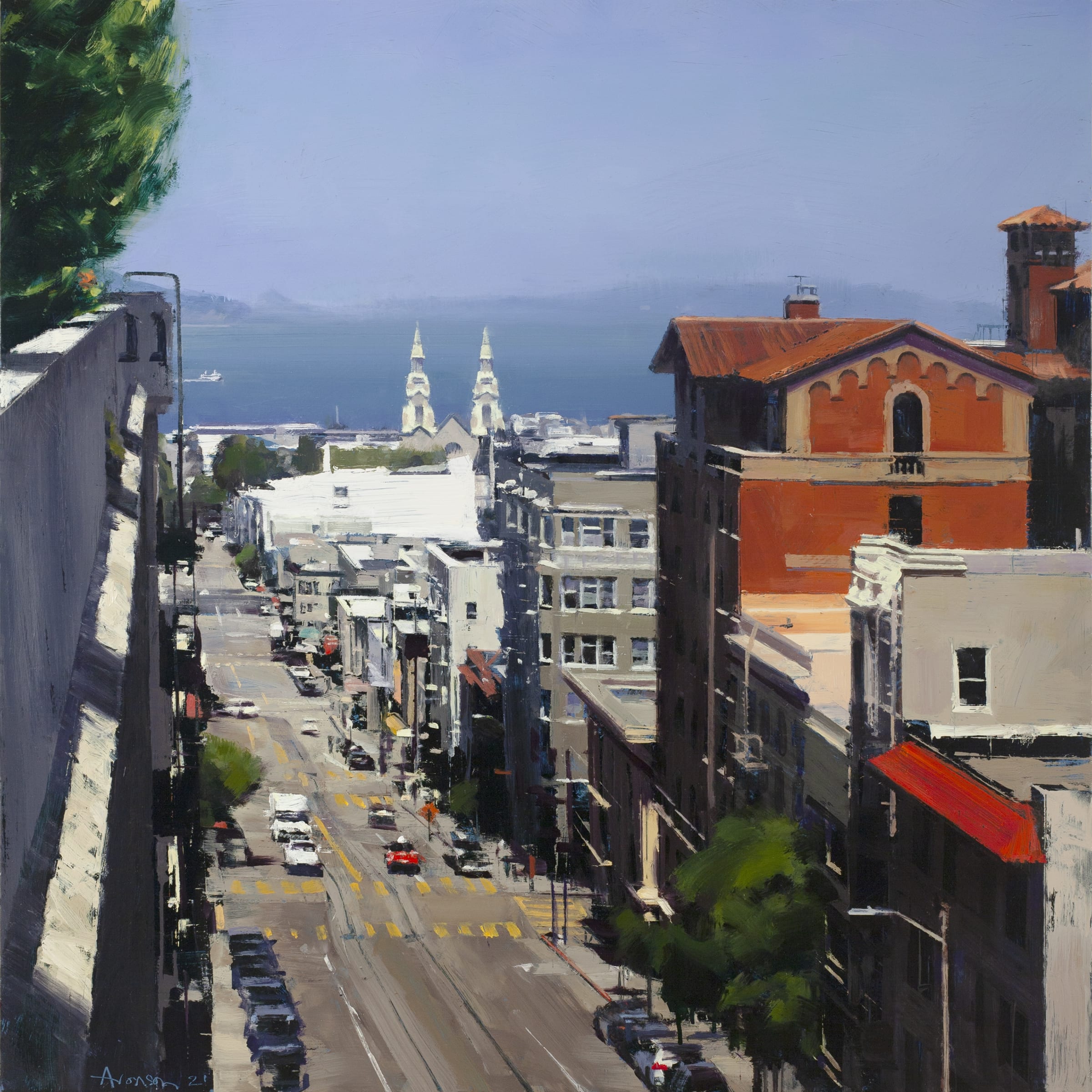 Ben Aronson Down Powell to the Bay, 2021 oil on panel 30 x 30 in