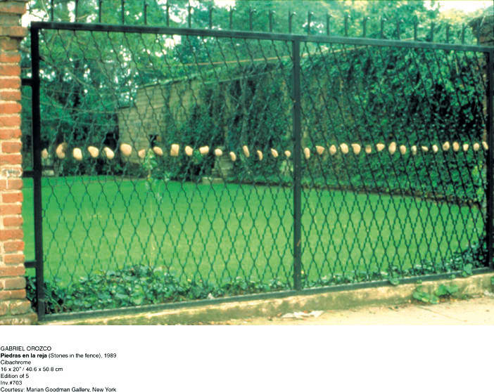 Gabriel Orozco, Piedras en la Reja (Stones in the fence), 1989