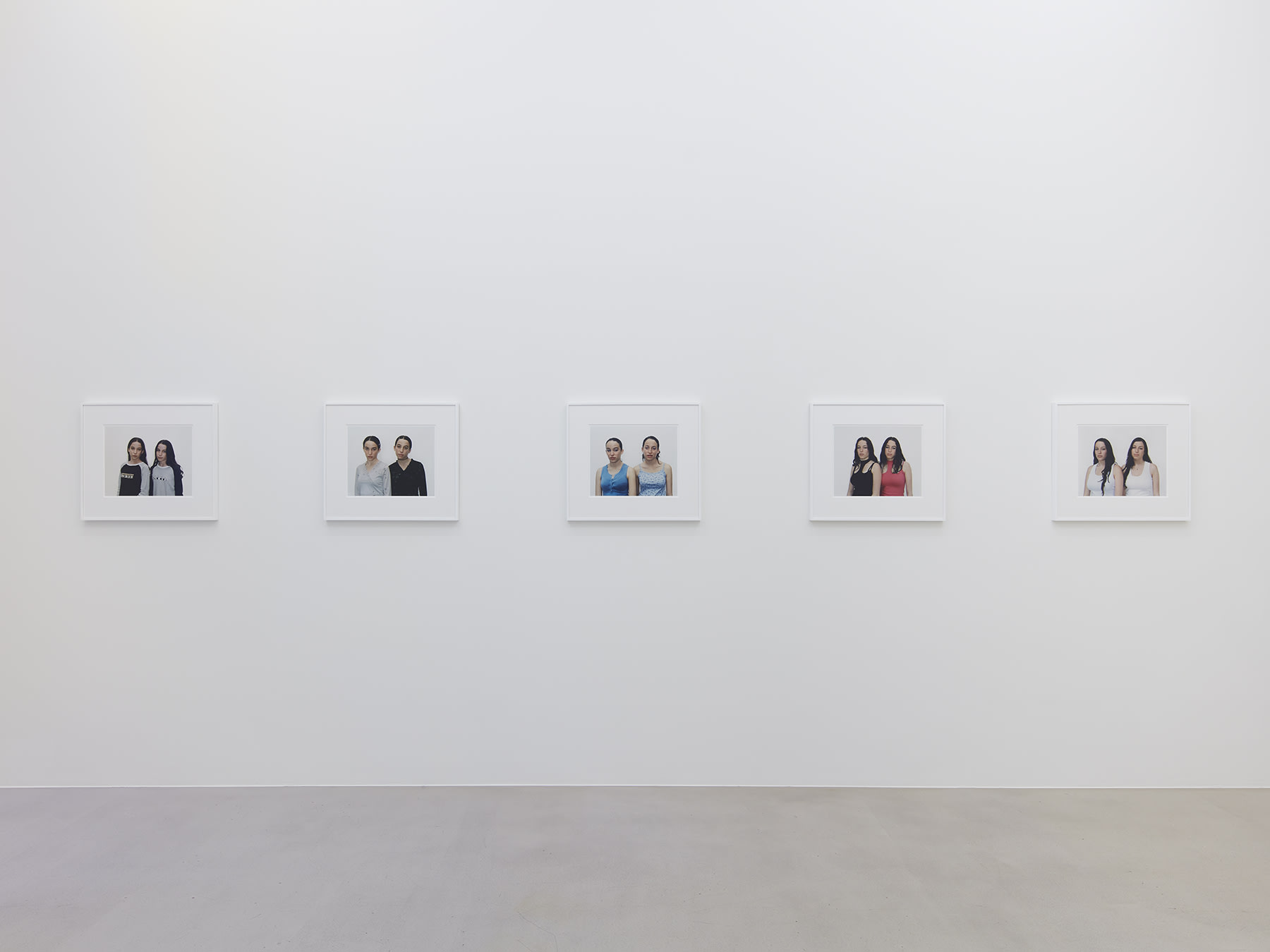 5 framed photographs in Rineke Dijkstra's exhibition at Marian Goodman Gallery, London, March 2020