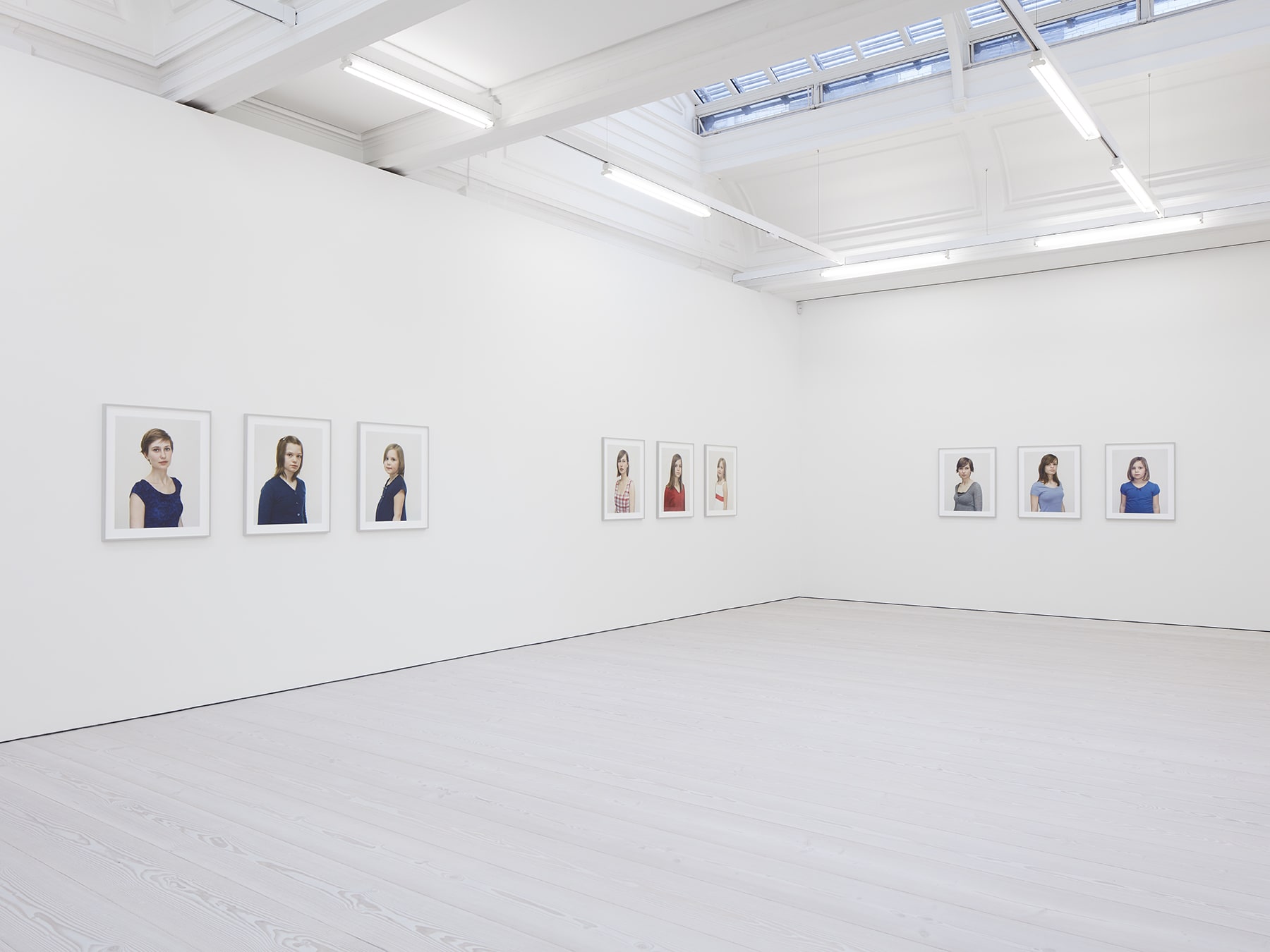 9 framed photographs in Rineke Dijkstra's exhibition at Marian Goodman Gallery, London, March 2020