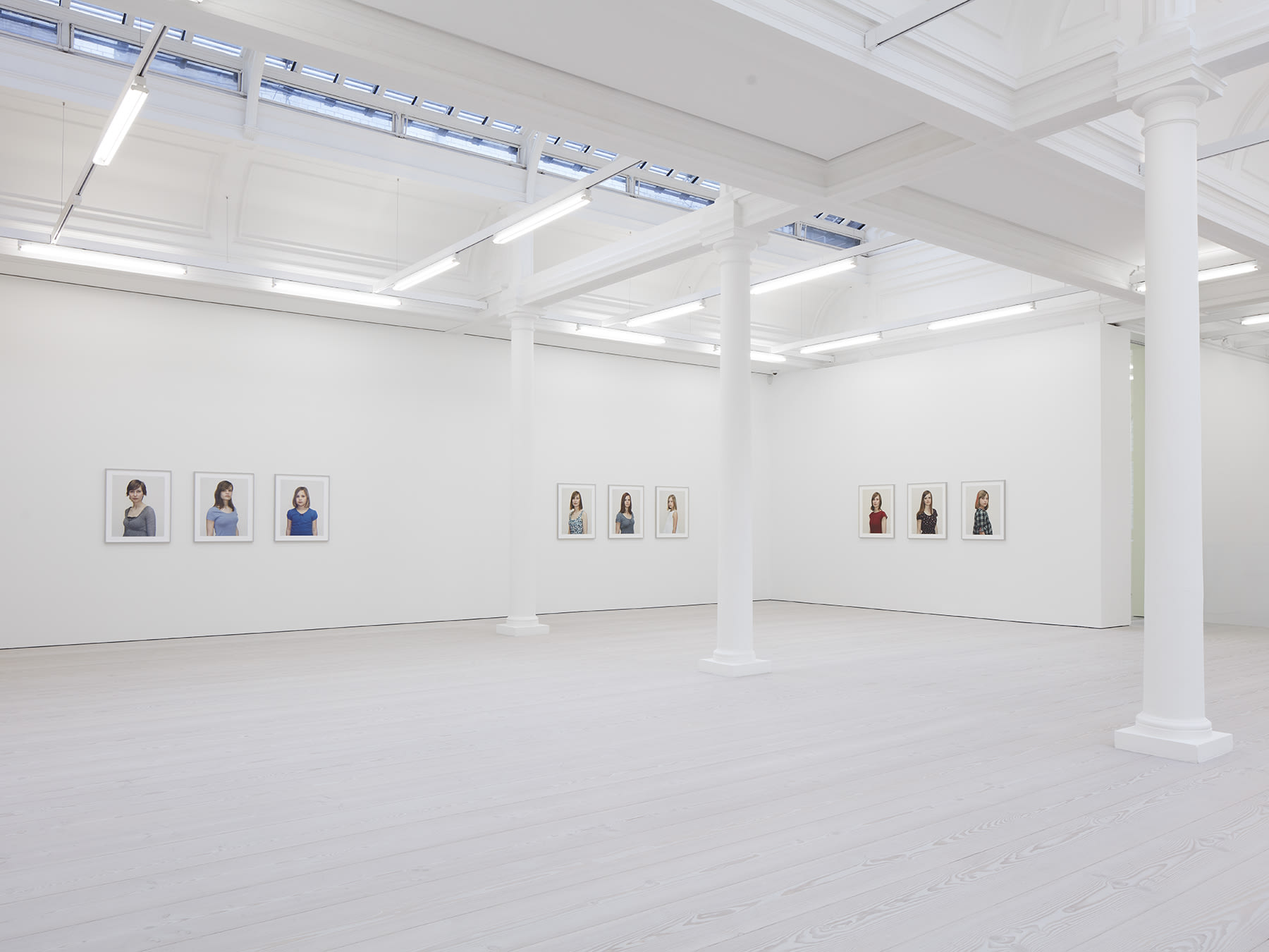 9 framed photographs in Rineke Dijkstra's exhibition at Marian Goodman Gallery, London, March 2020