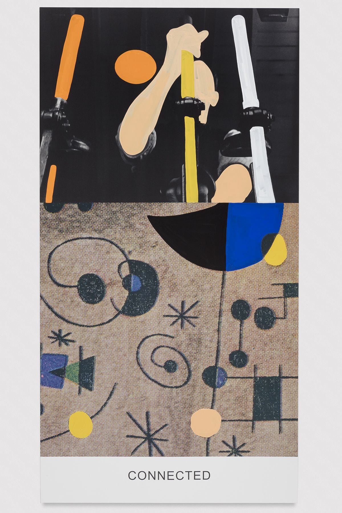 An abstract Joan Miró painting and image of a man operating machinery are above the word "CONNECTED".