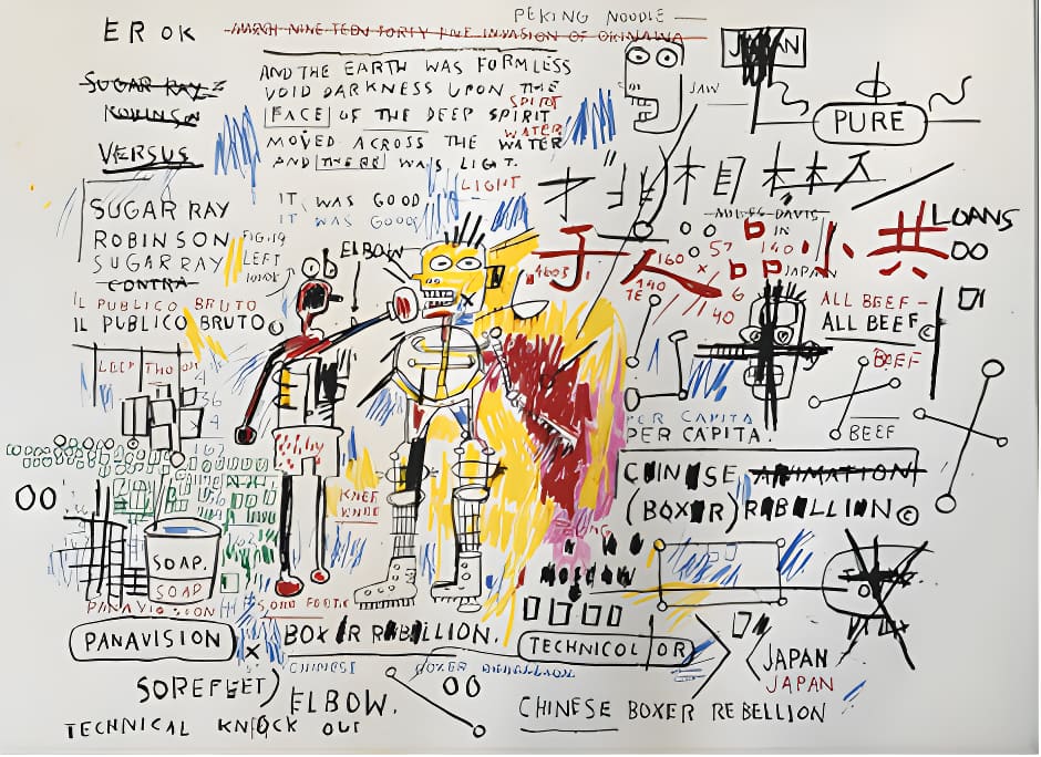 One of the most classic blue chip art examples is Boxer Rebellion by blue chip artist Jean-Michel Basquiat