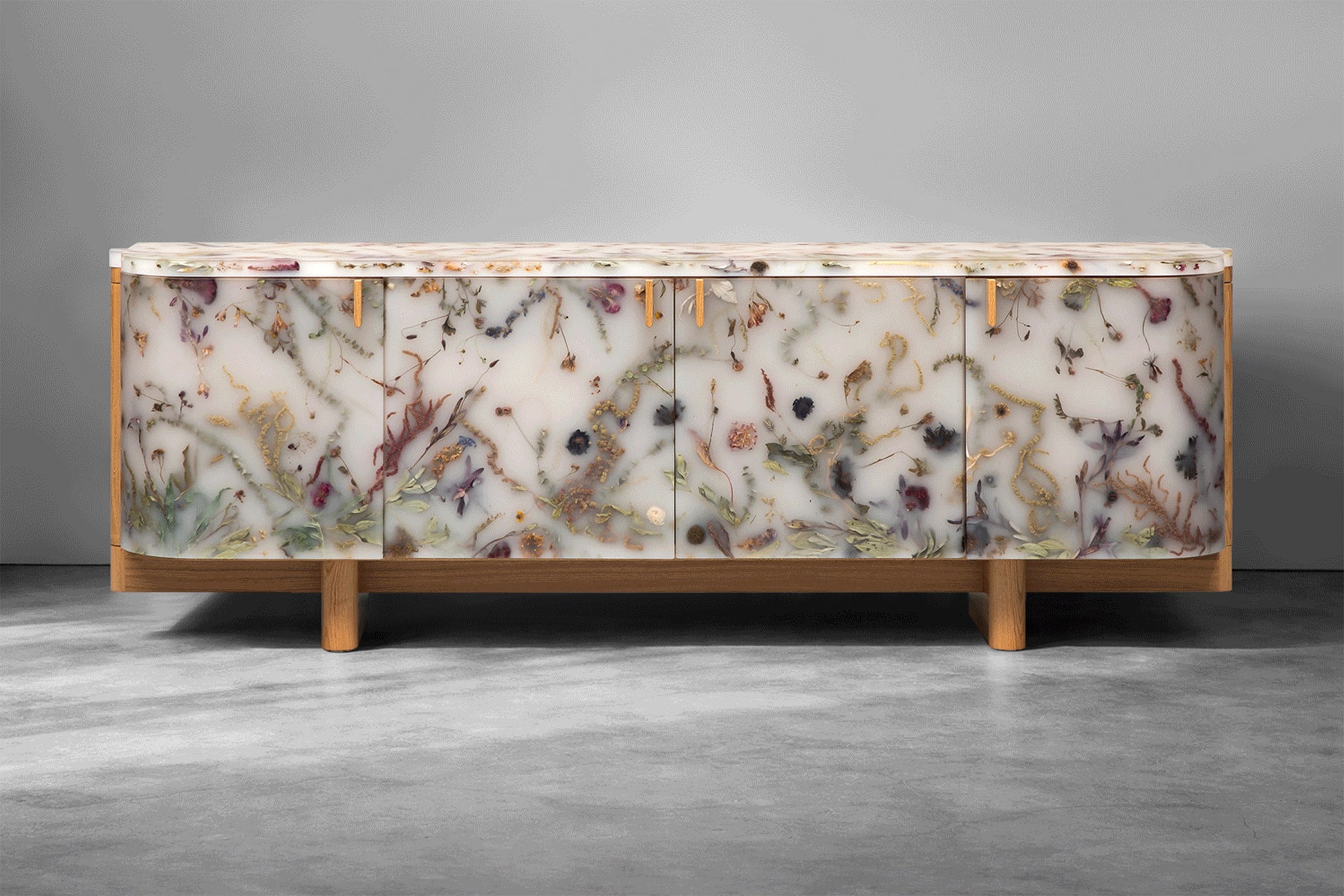 Marcin Rusak, Flora Credenza Misty White 244 Oak, 2023