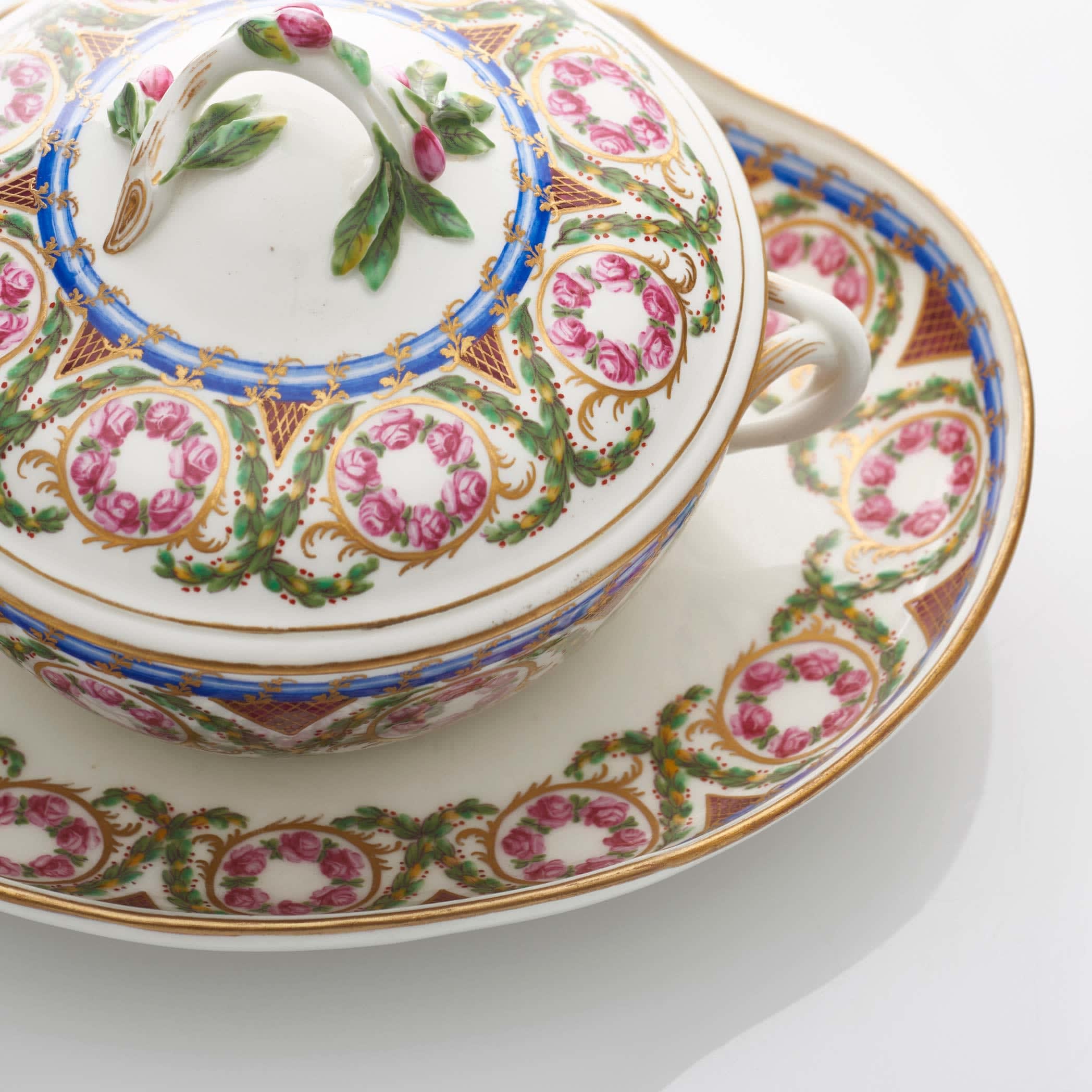 Sèvres Porcelain, A Sèvres Porcelain Broth Bowl, Cover and Stand