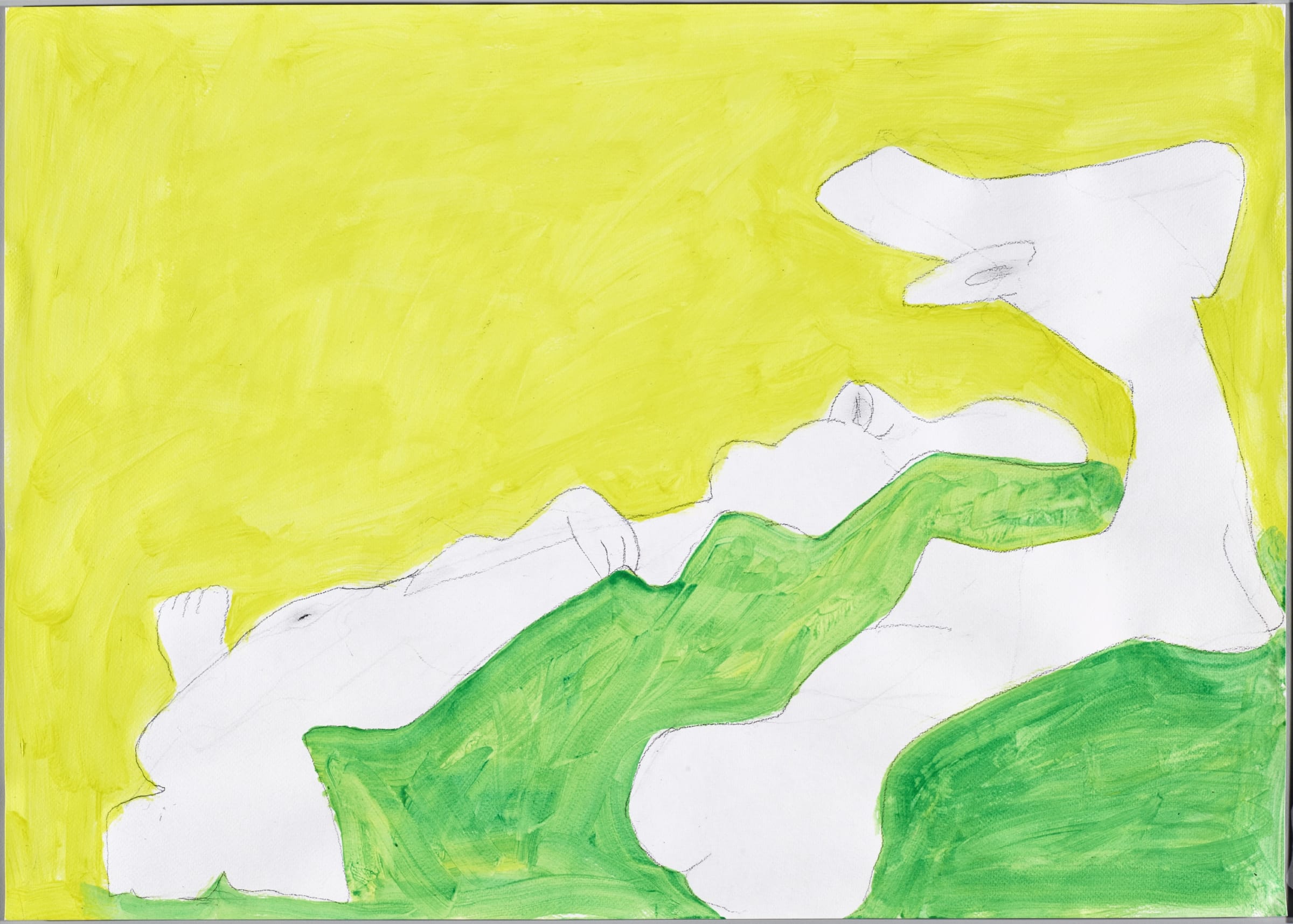 Maria Lassnig Ohne Titel, ca. 2007 - 2008 Pencil, acrylic and tempera (?) on paper Image Dimensions: 50.1 x 69.8 cm 19.7 x 27.5 inches Framed Dimensions: 66 x 86 x 4 cm 26 x 33.9 x 1.6 inches