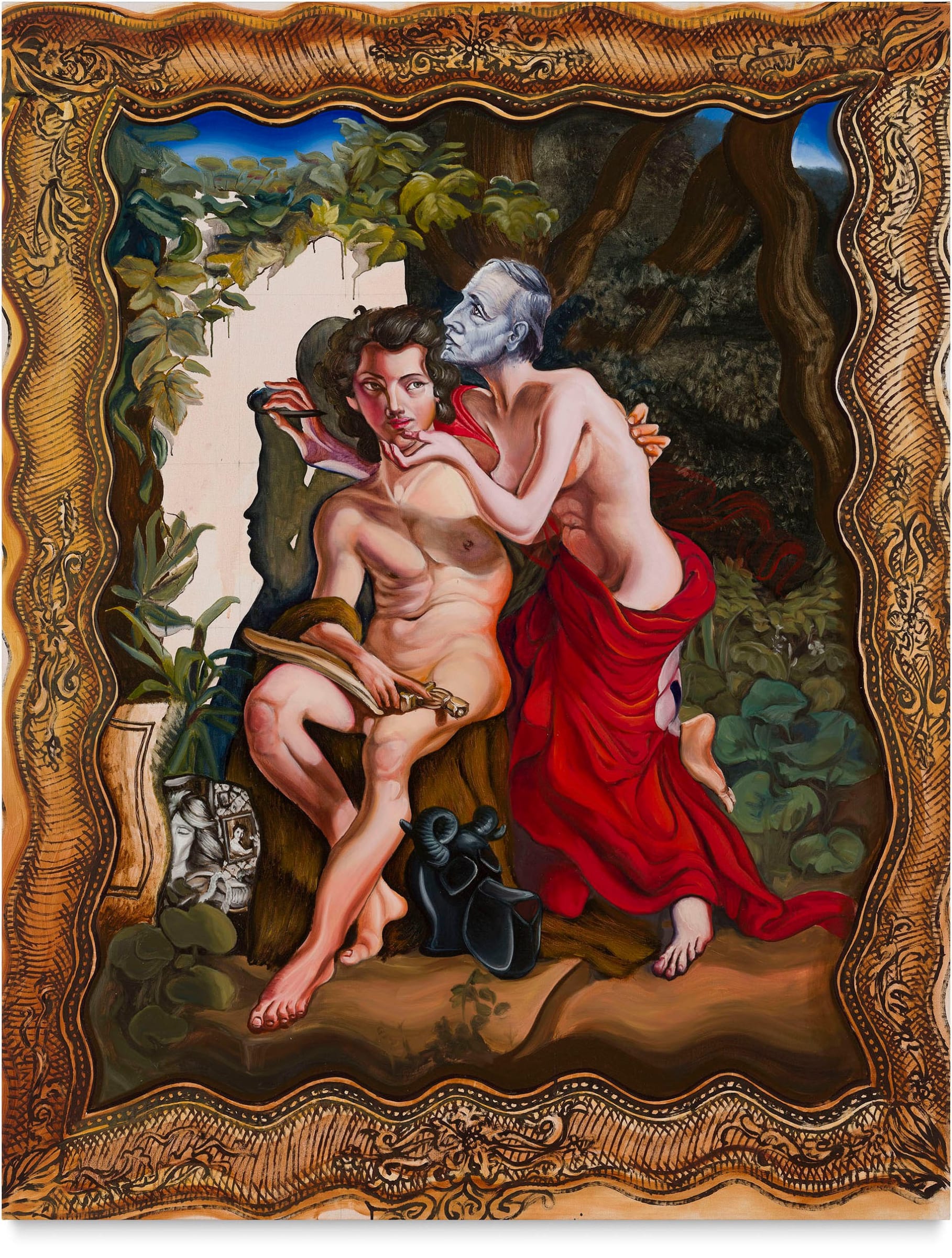 Mikołaj Sobczak The Origin of Painting (Sylvin Rubinstein and Faun), 2023 Oil on canvas Signed, dated and titled verso 204 x 159 cm 80.3 x 62.6 inches