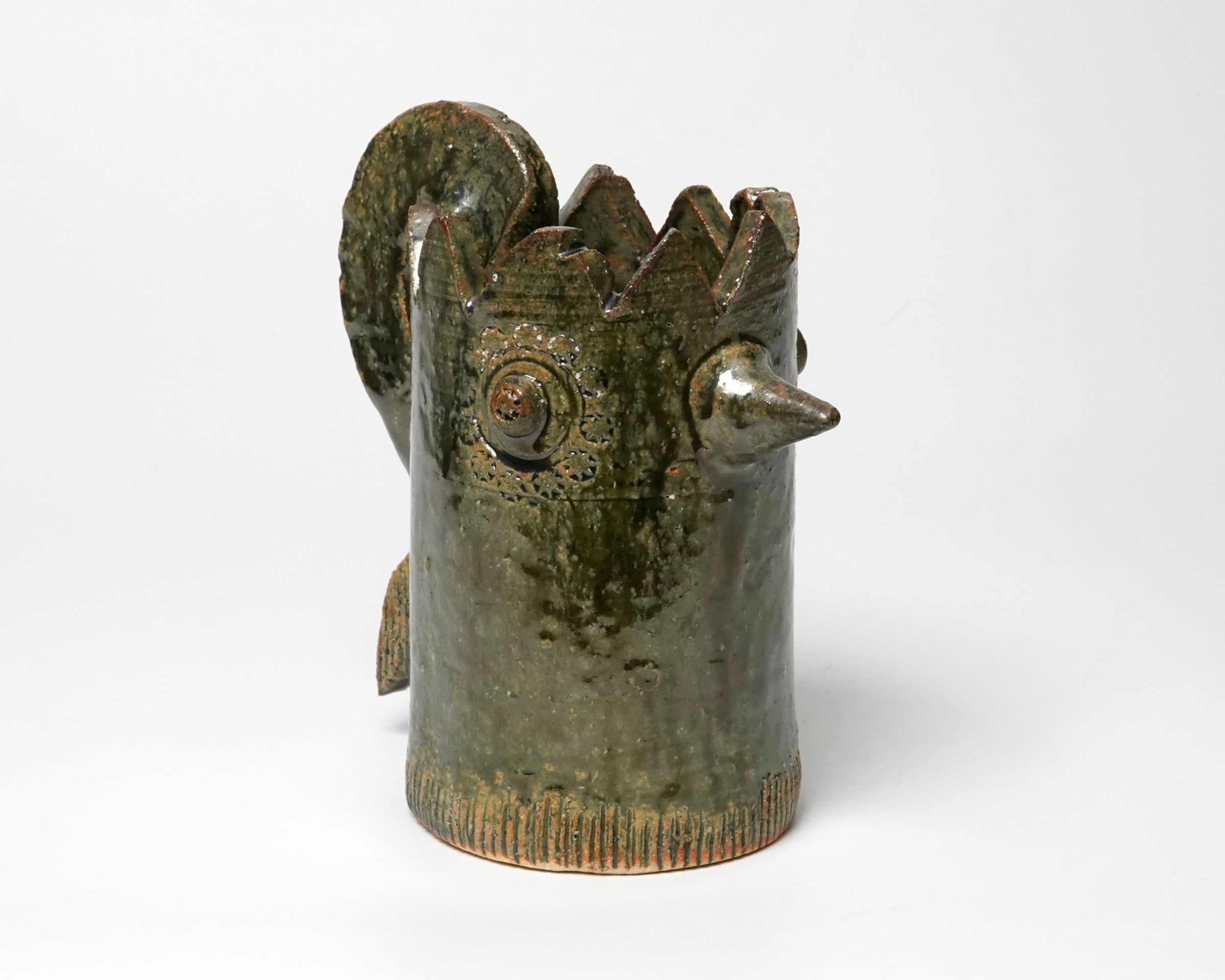 Kumakura Junkichi 熊倉順吉, Oribe Hen Shaped Mug 織部 鳥, 1960's | Dai Ichi Arts |  Japanese Modern Art