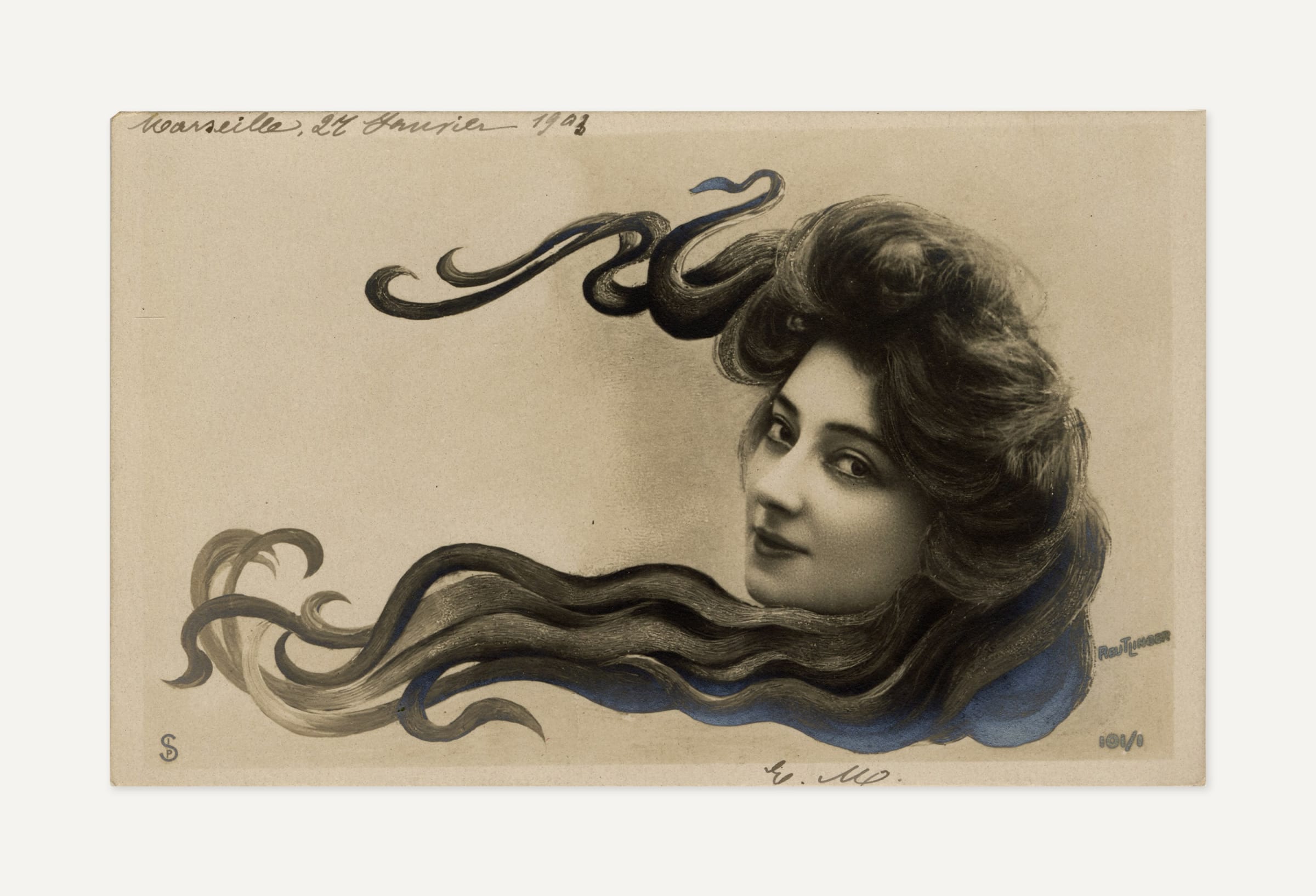 Léopold-Émile Reutlinger, Surrealist Portrait of a Woman with Flowing ...