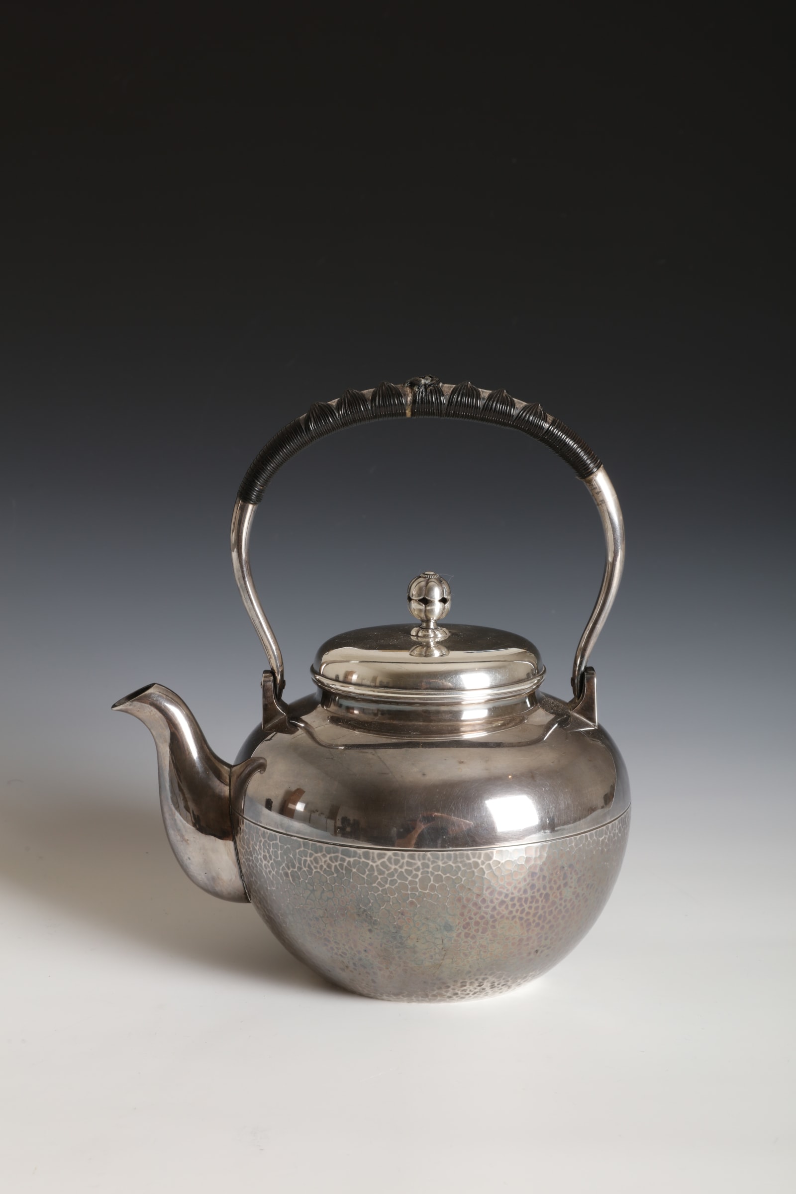 Luxury silver vintage tea kettle isolated on white Stock Photo by