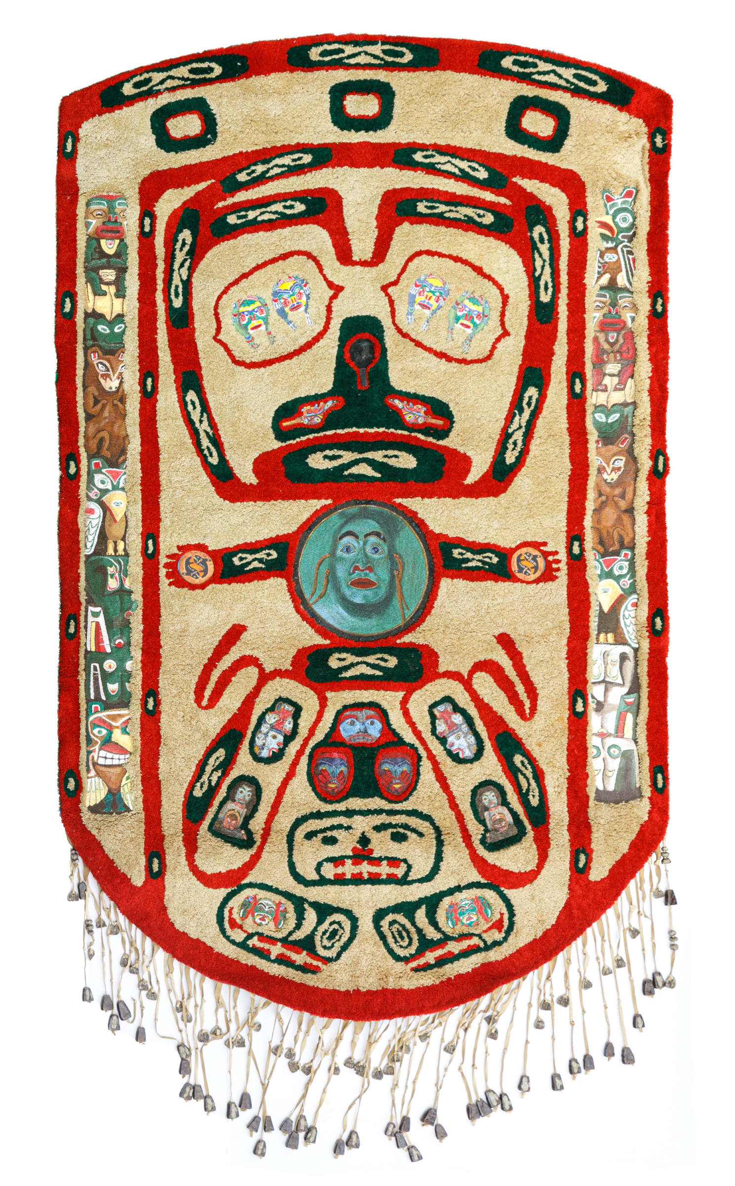 UNKNOWN FOLK ARTIST, Mixed Media Tufted Rug with Northwest Coast Designs,  c. 1960s | First Arts