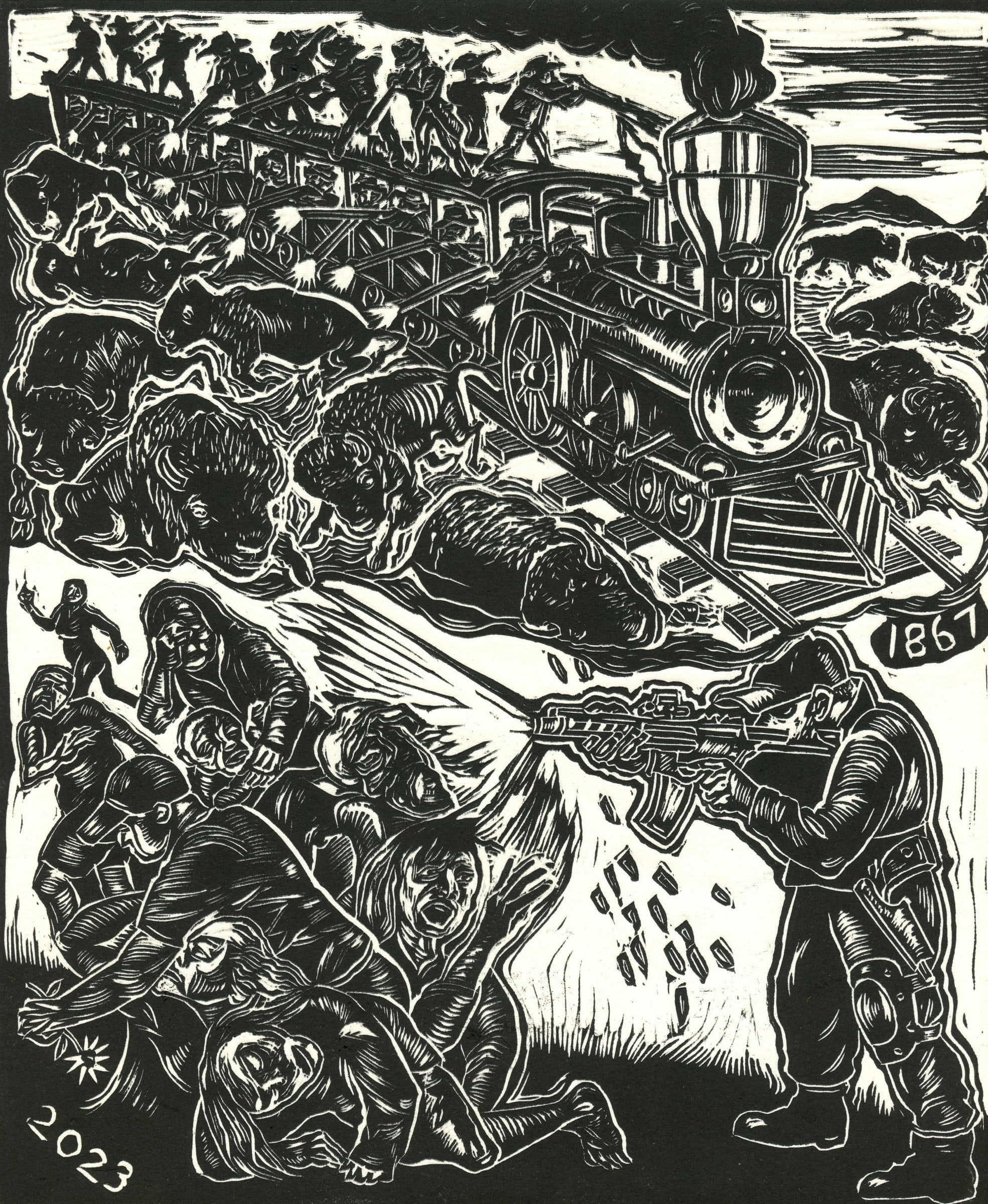 Sue Coe, Mass Murder: American Gun Culture, Past & Present, 2023 | www