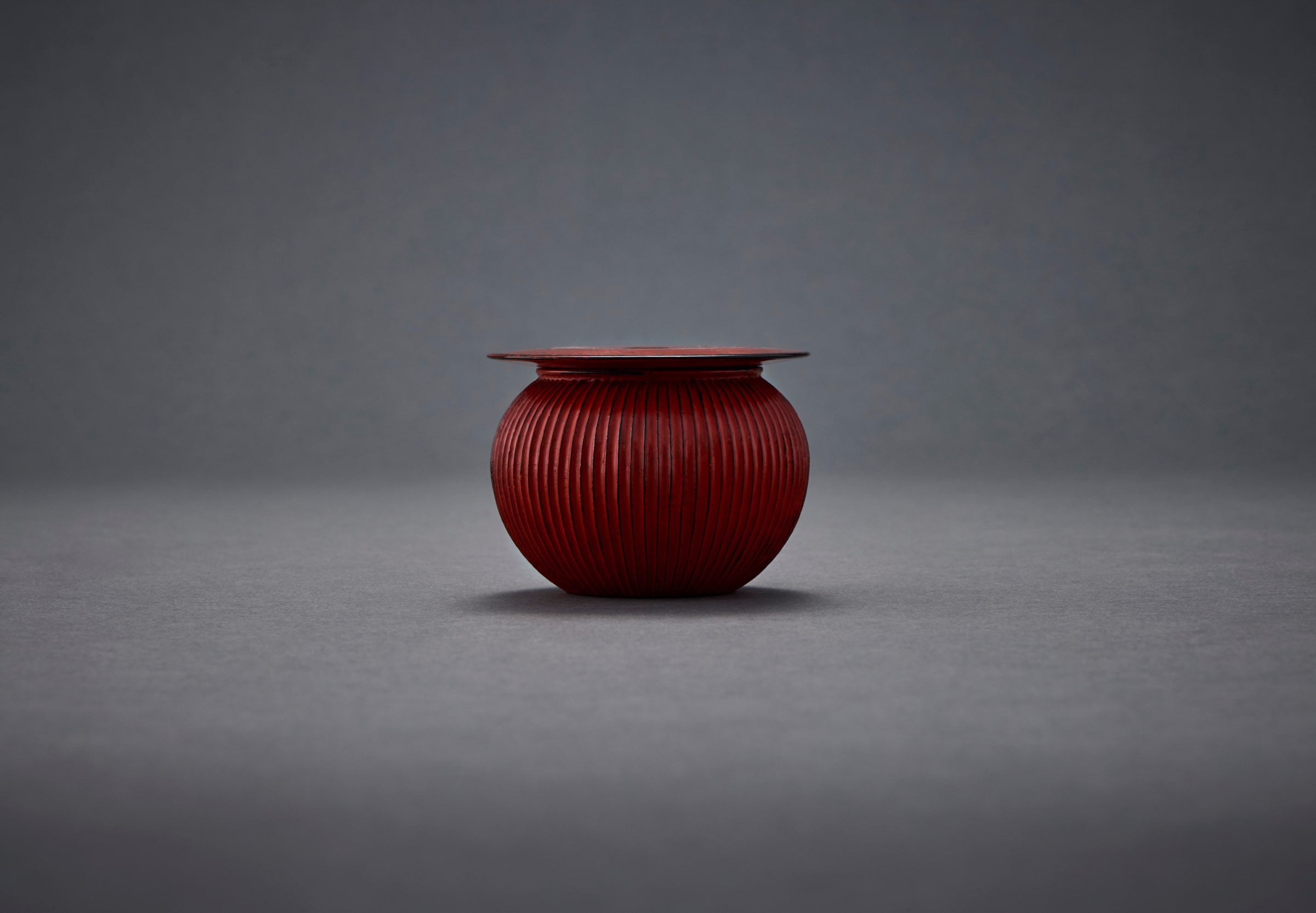 Jihei Murase, Furrowed Negoro Herbal and Tea Container 根来