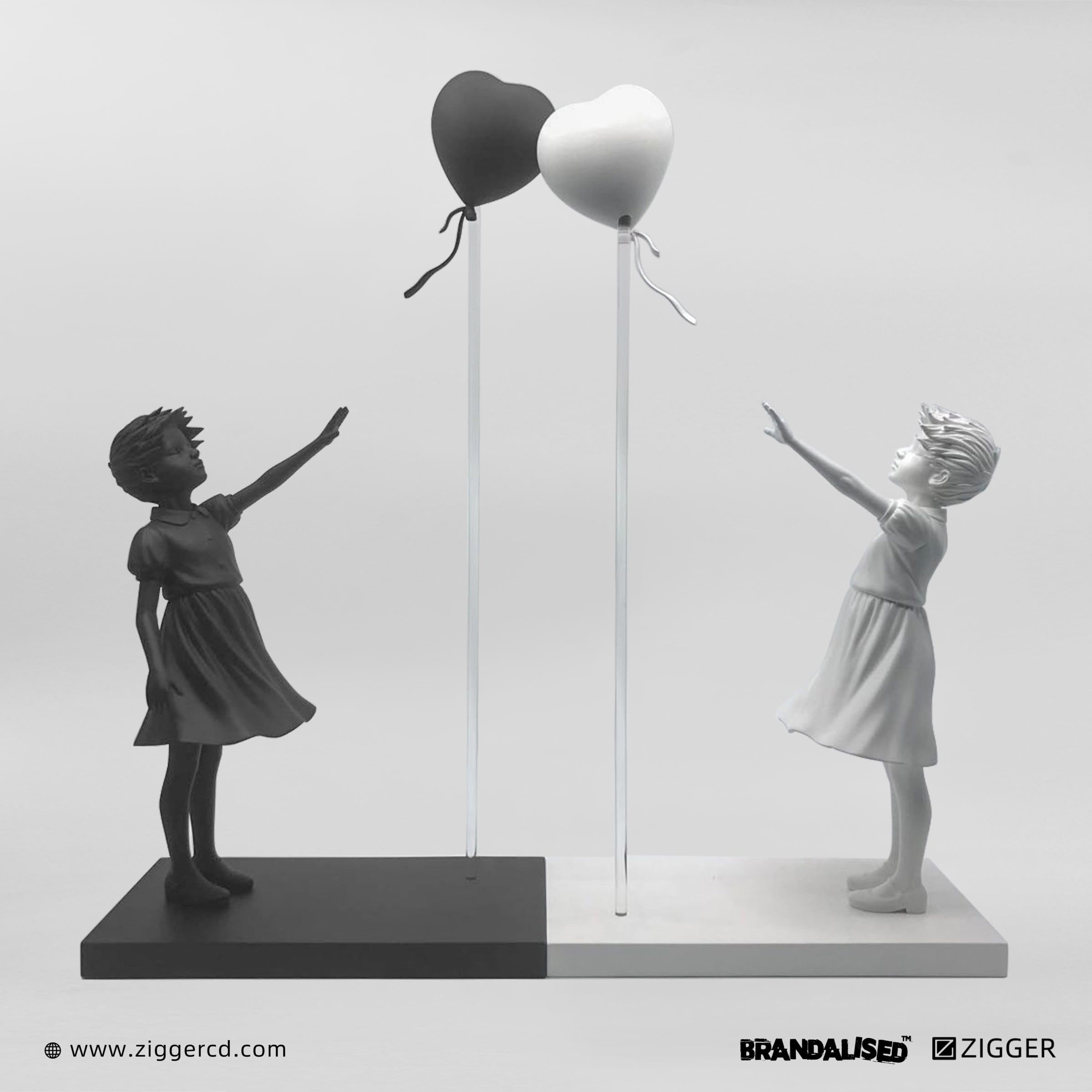 Banksy, Zigger Brandalised Banksy Girl with ballon (Black