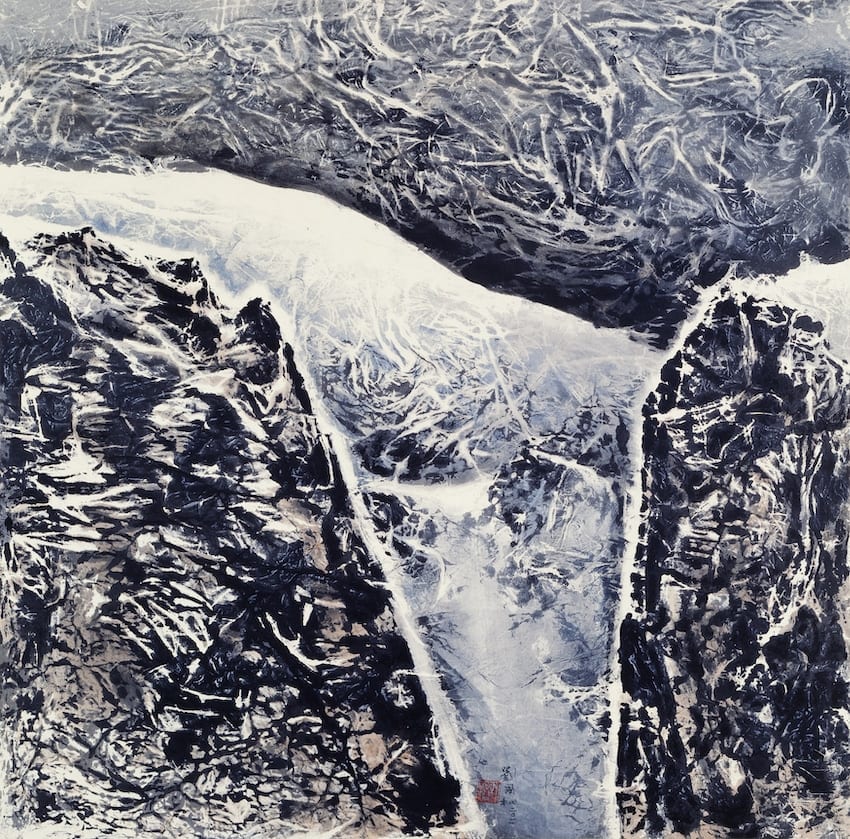 Kuo-sung Liu, 網山的白線：西藏組曲之一六五 White Lines Netting the Mountain: Tibet Series No.165, 2011