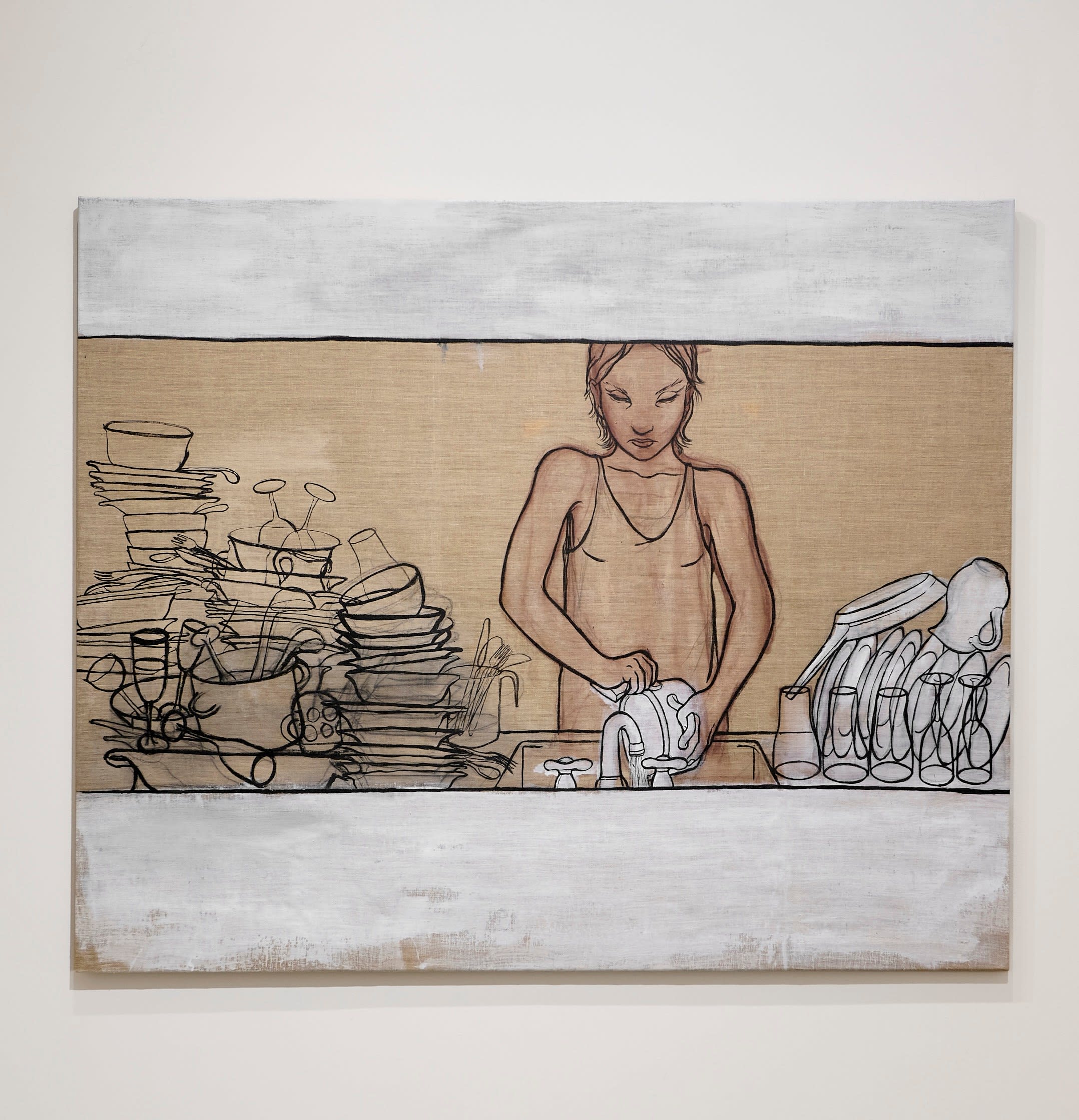 Rita Ackermann, Washing Dishes Helps in the Metabolism, 1995