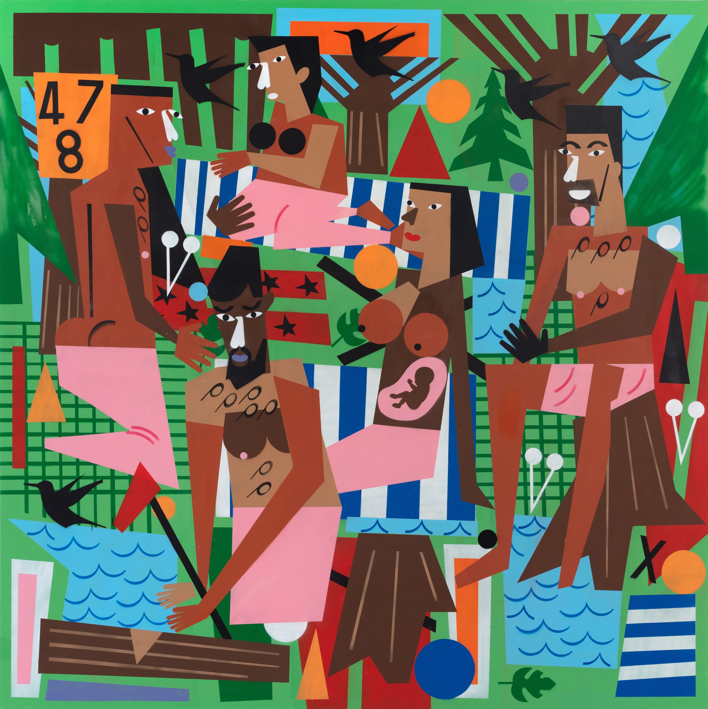 Femme Games, 2020 Acrylic and spray paint on canvas