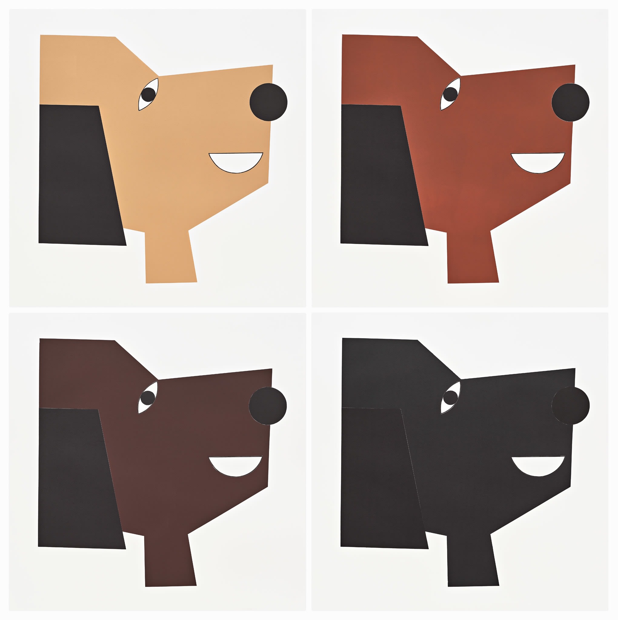 Snoops, 2018 Four-panel monoprint Overall dimensions 80 3/4 x 80 3/4 inches