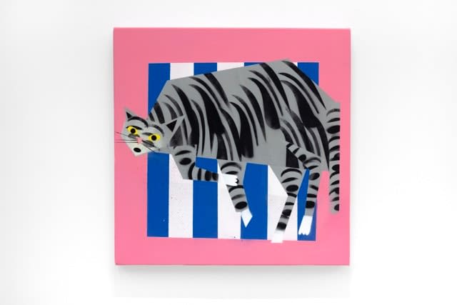 He's Catty, 2020 Acrylic and spray paint on canvas 48 x 48"