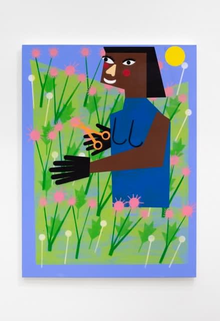 Cut Em' Off, 2020 Acrylic and spray paint on canvas 36 x 48"