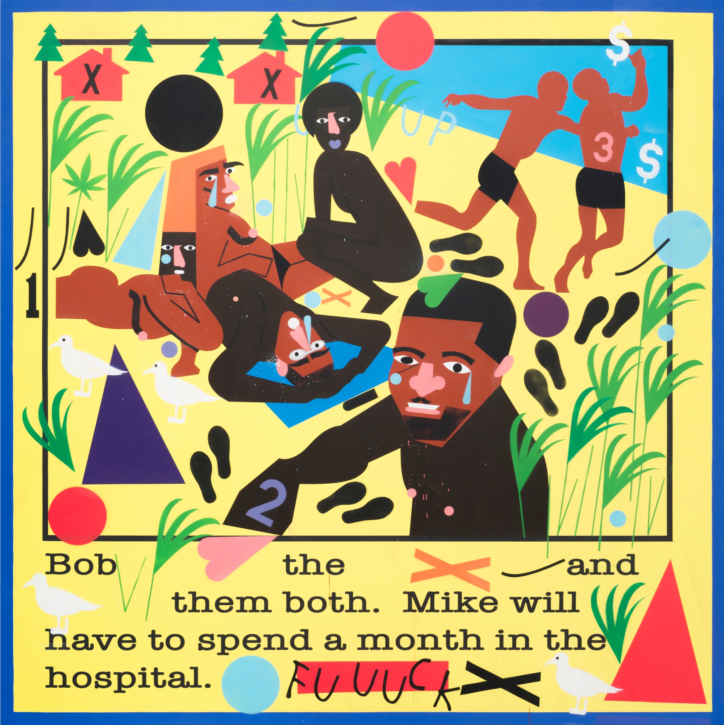 People at Peoples Beach, 2017 ultrachrome pigmented print and acrylic spray paint on canvas 96 x 96 inches