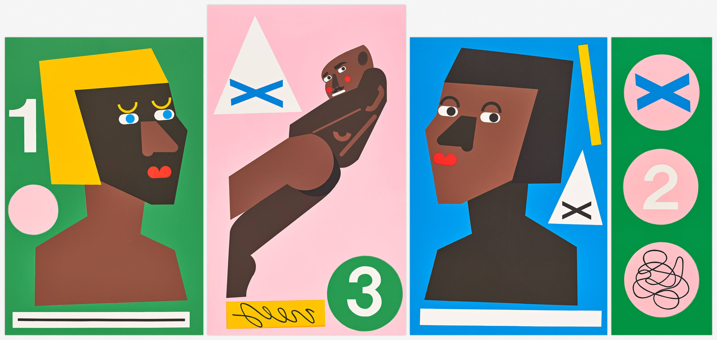 Third Time's the Charm, 2018 Four-panel monoprint Overall dimensions 66 1/4 x 139 5/8 inches