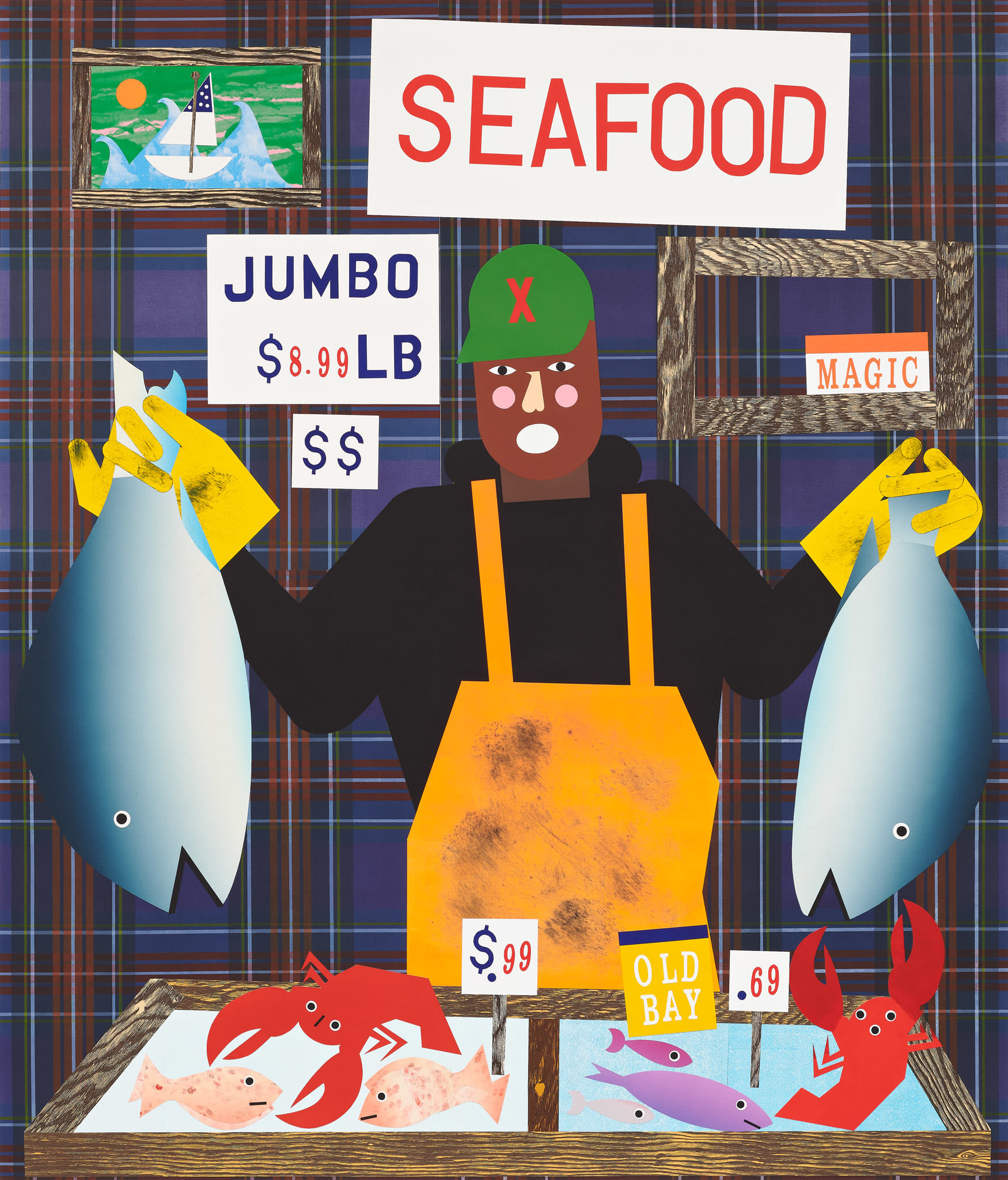 Johnny X, 2022 Collage on panel Paper Size: 78 x 66 3/4 inches Framed Dimensions: 79 1/4 x 68 x 1 3/8 inches