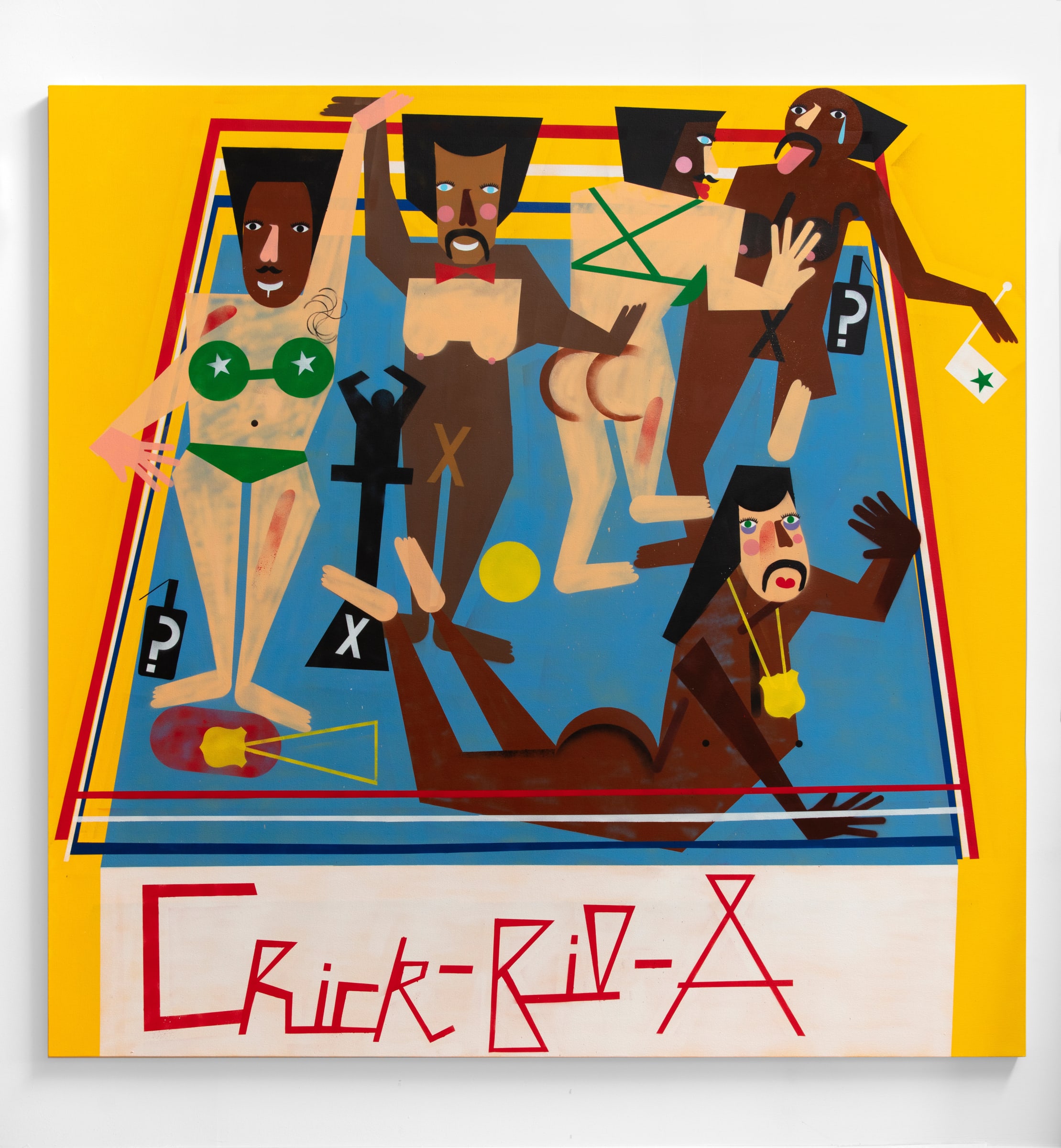 Explicit Bias, 2019 acrylic and spray paint on canvas 96 x 96 inches