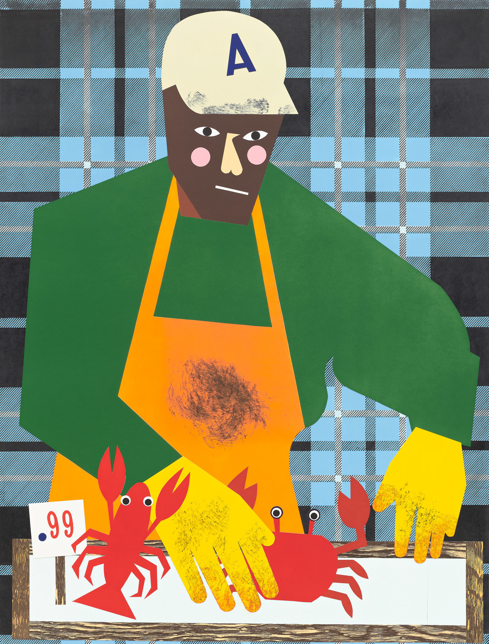 Anthony, 2022 Collage on panel Paper size: 46 3/4 x 35 1/2 inches Framed Dimensions: 47 7/8 x 36 11/16 x 1 3/8