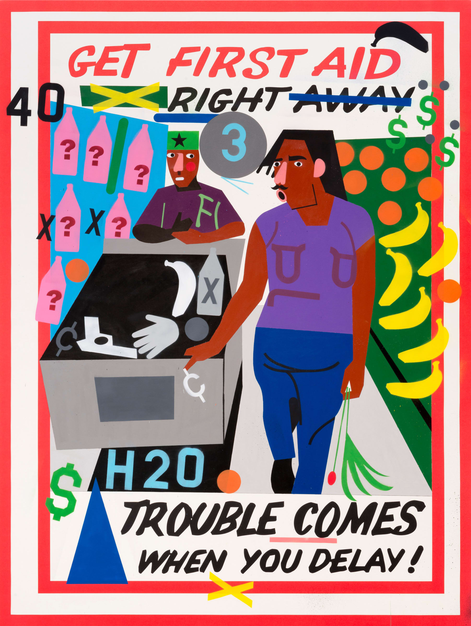 Fanny Pack, 2017 ultrachrome pigmented print and acrylic spray paint on canvas 96 x 72 inches