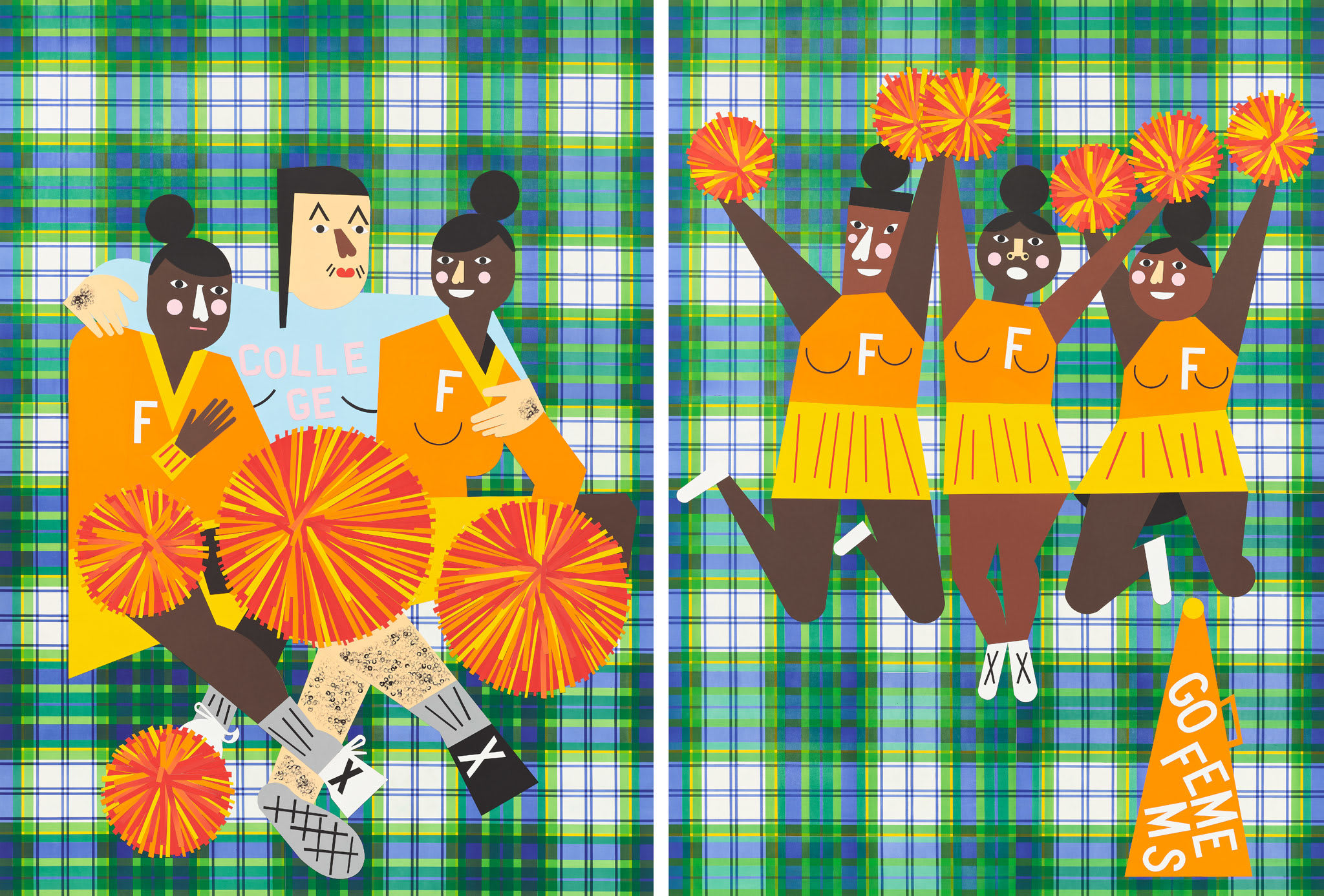 The Light Skinned Comeback, 2022 Diptych collage on panel Paper size: 84 1/2 x 61 1/2 inches, each Framed size: 85 3/4 x 62 x 1 3/8 inches, each T-frame size: 91 x 9 x 71 inches, each