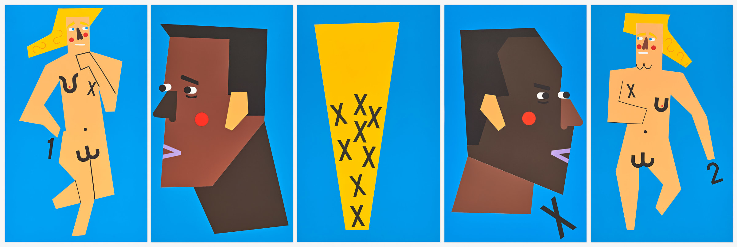 Ooh La La, 2018 Five-panel monoprint Overall dimensions 66 1/4 x 198 5/8 inches