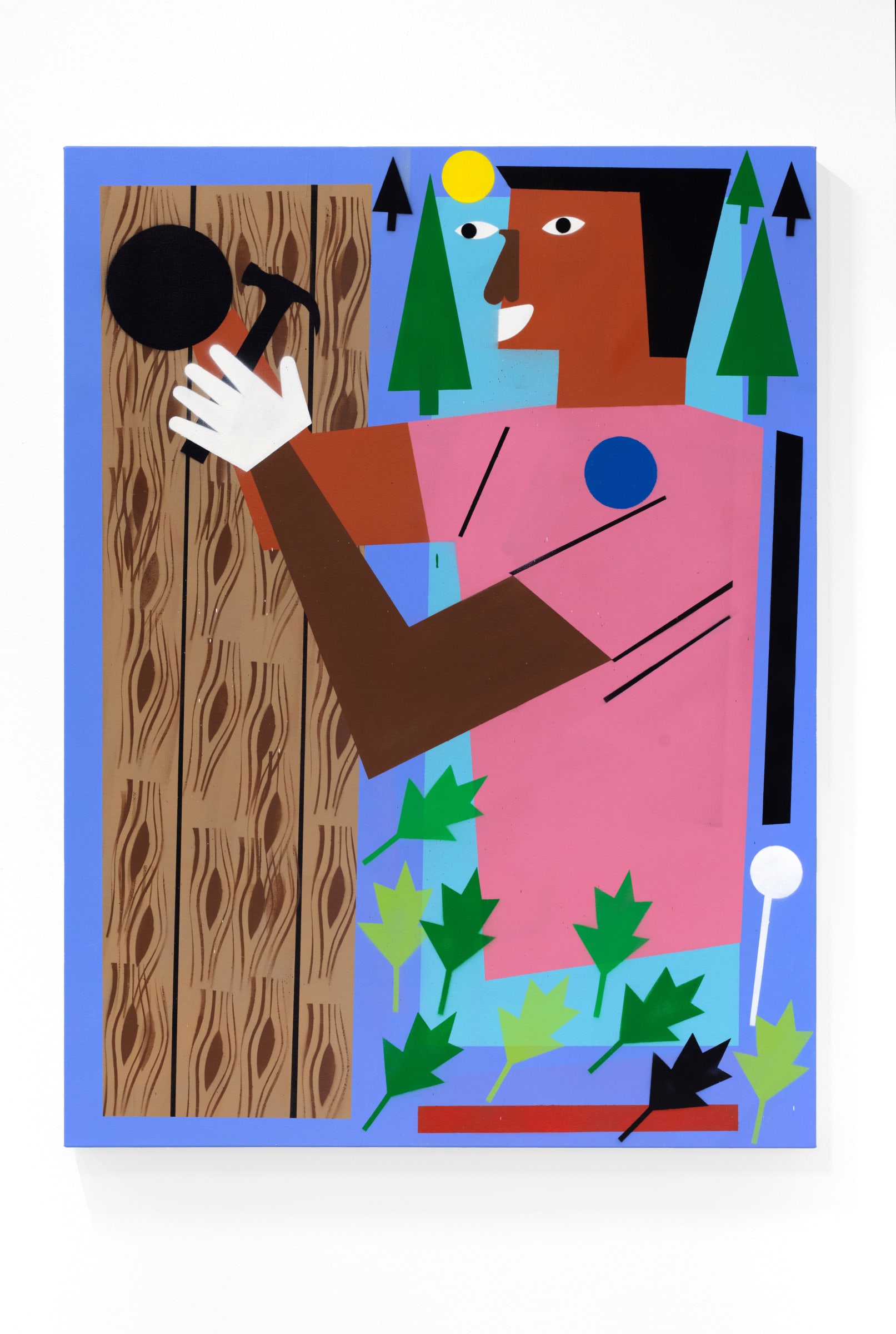 Hardwood, 2020 acrylic and spray paint on canvas 48 x 36 x 1 5/8 inches